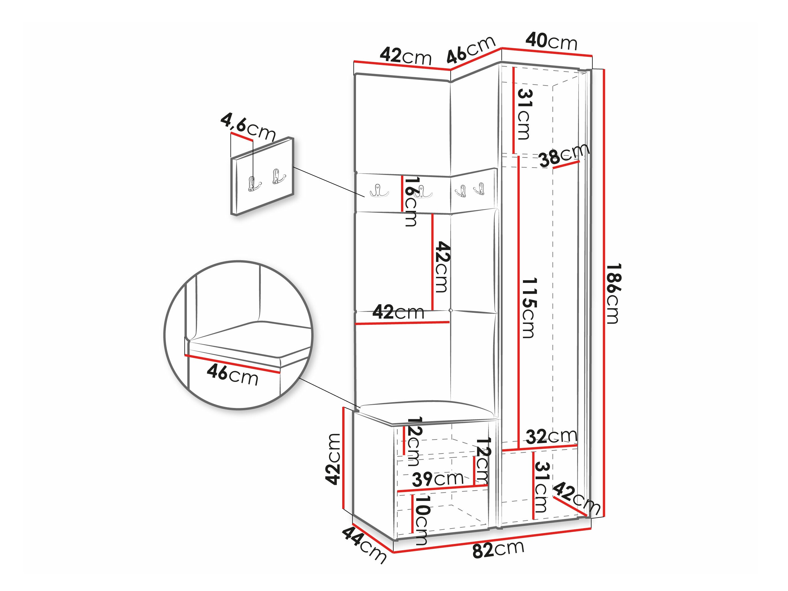 Set arredo da corridoio Pinis XXV (Bianco)
