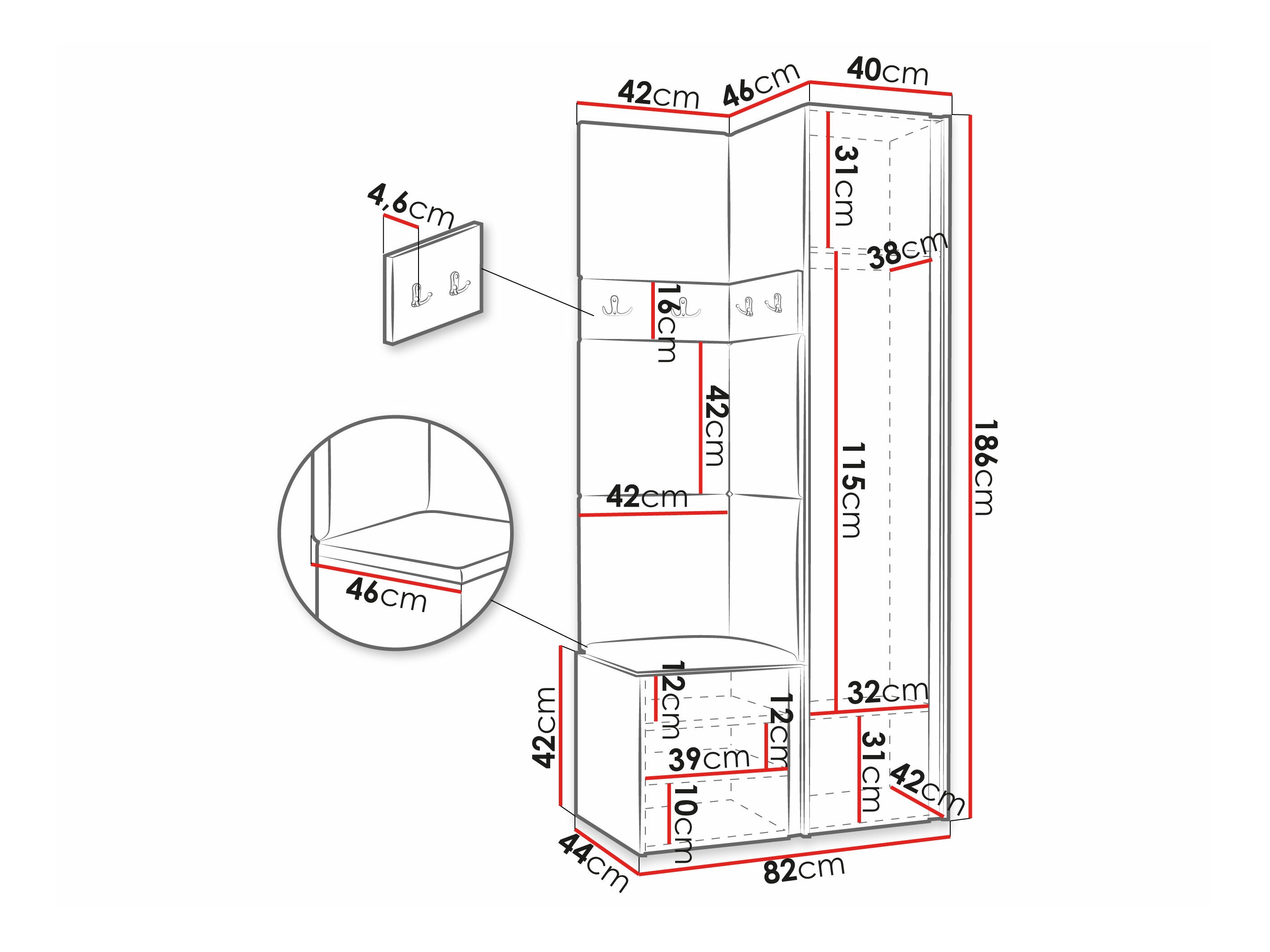 Set arredo da corridoio Pinis XXV (Bianco)