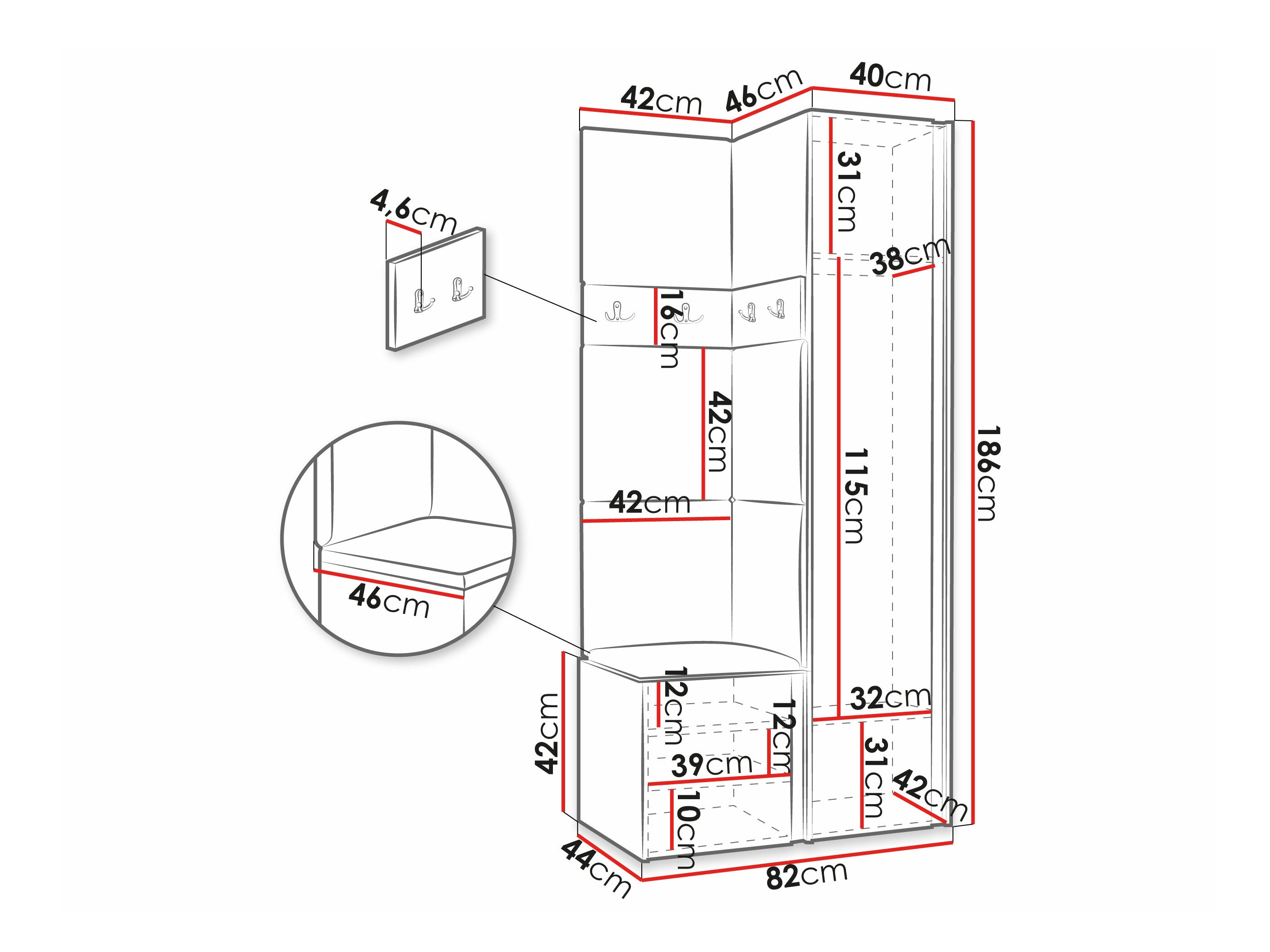 Set arredo da corridoio Pinis XXV (Bianco)