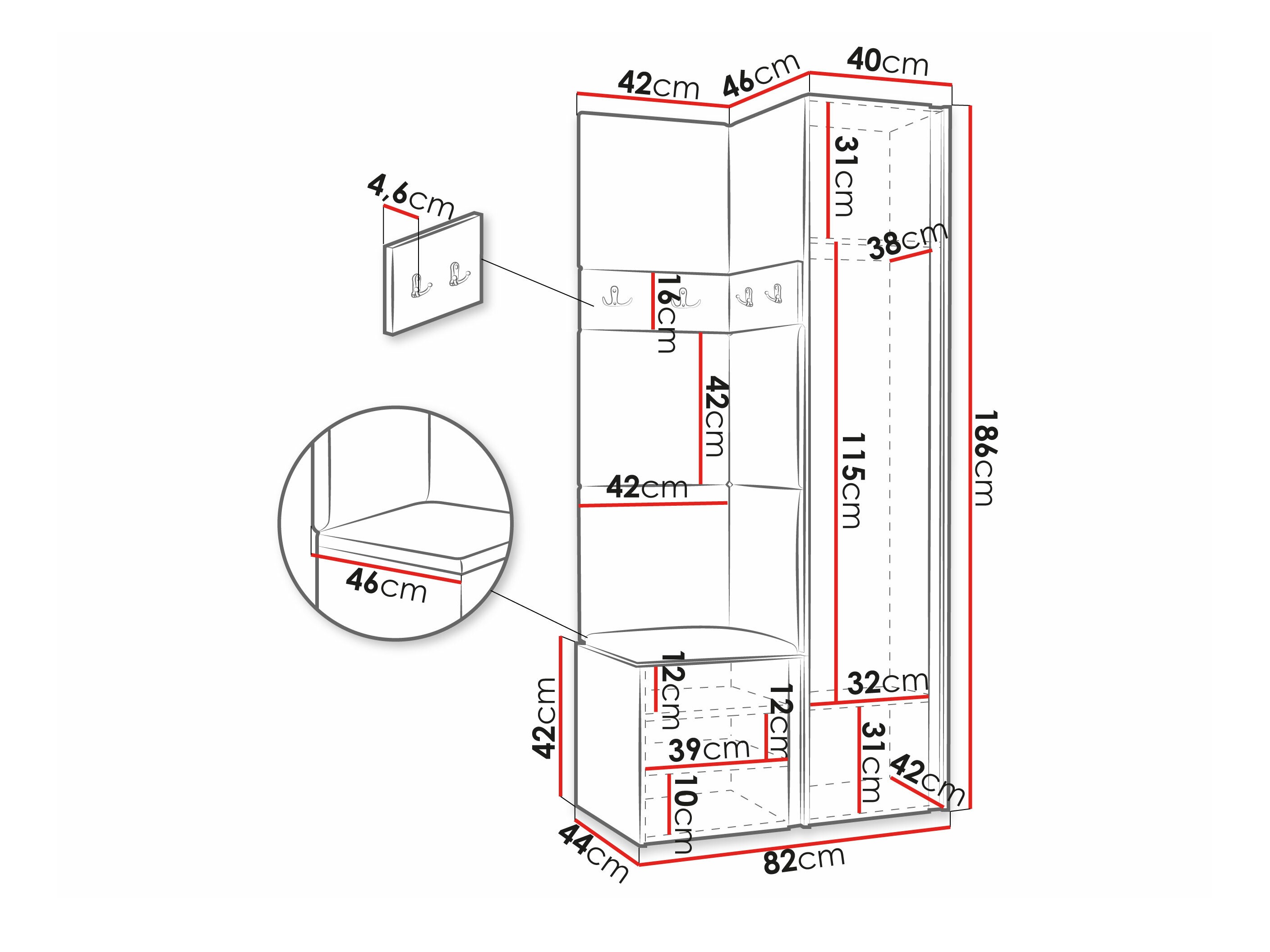 Set arredo da corridoio Pinis XXV (Bianco)