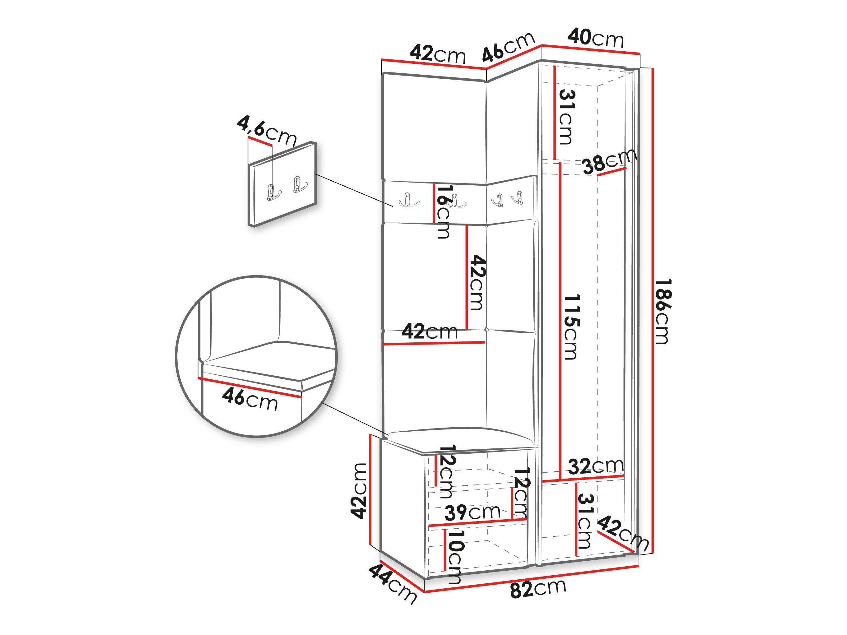 Set arredo da corridoio Pinis XXV (Bianco)