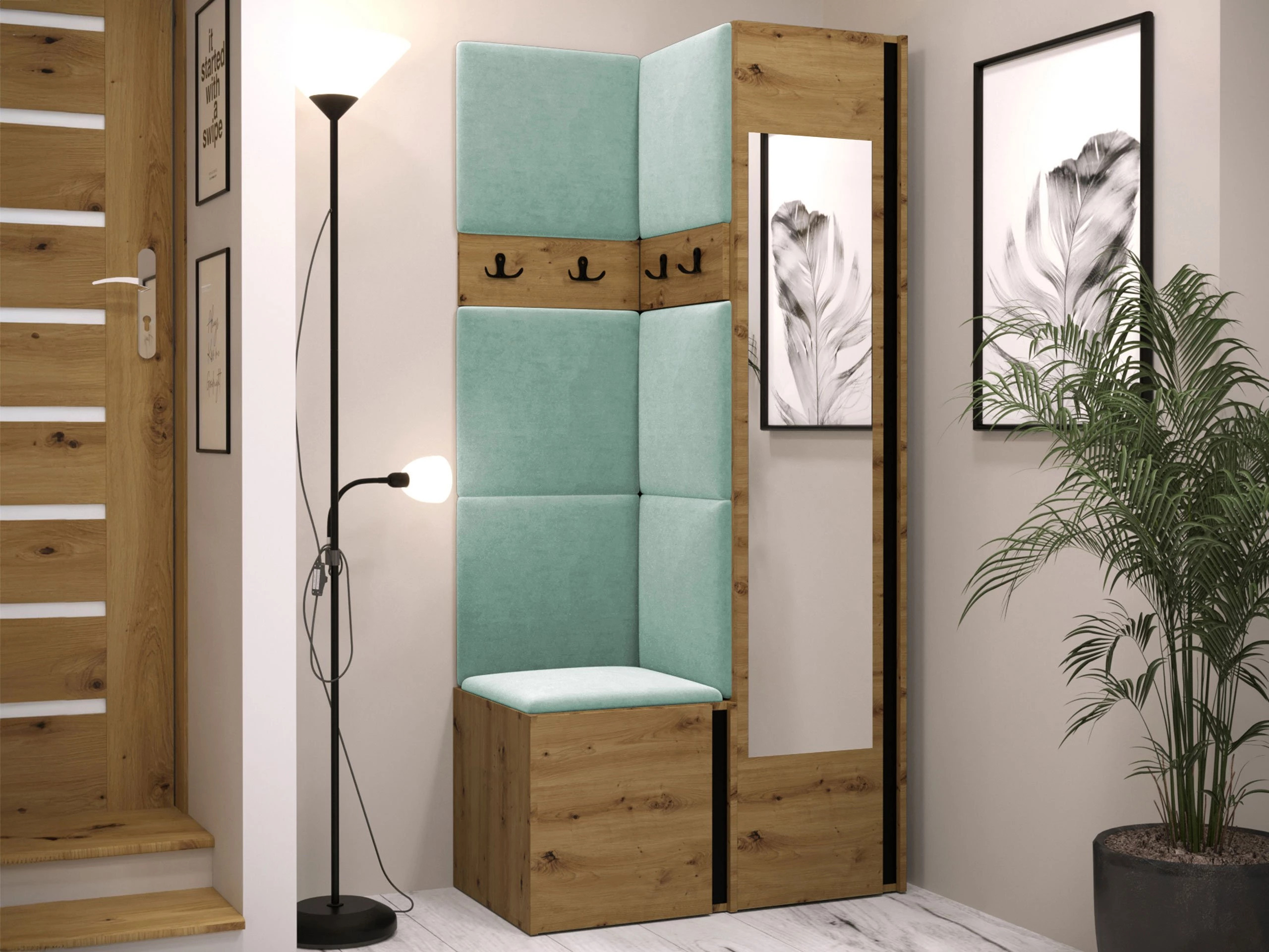 Set arredo da corridoio Pinis XXV (Rovere Artisan + Nero)