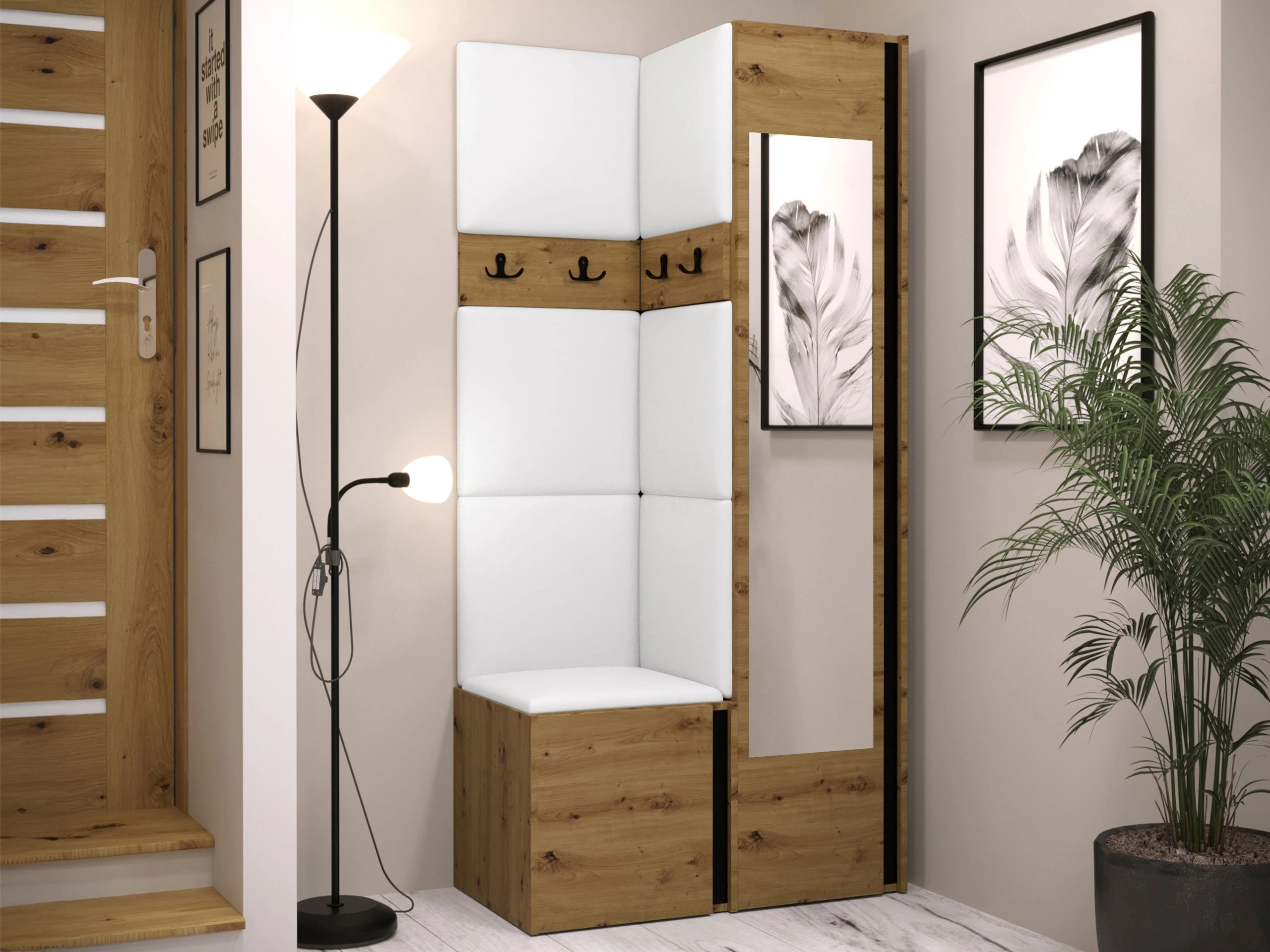 Set arredo da corridoio Pinis XXV (Rovere Artisan + Nero)