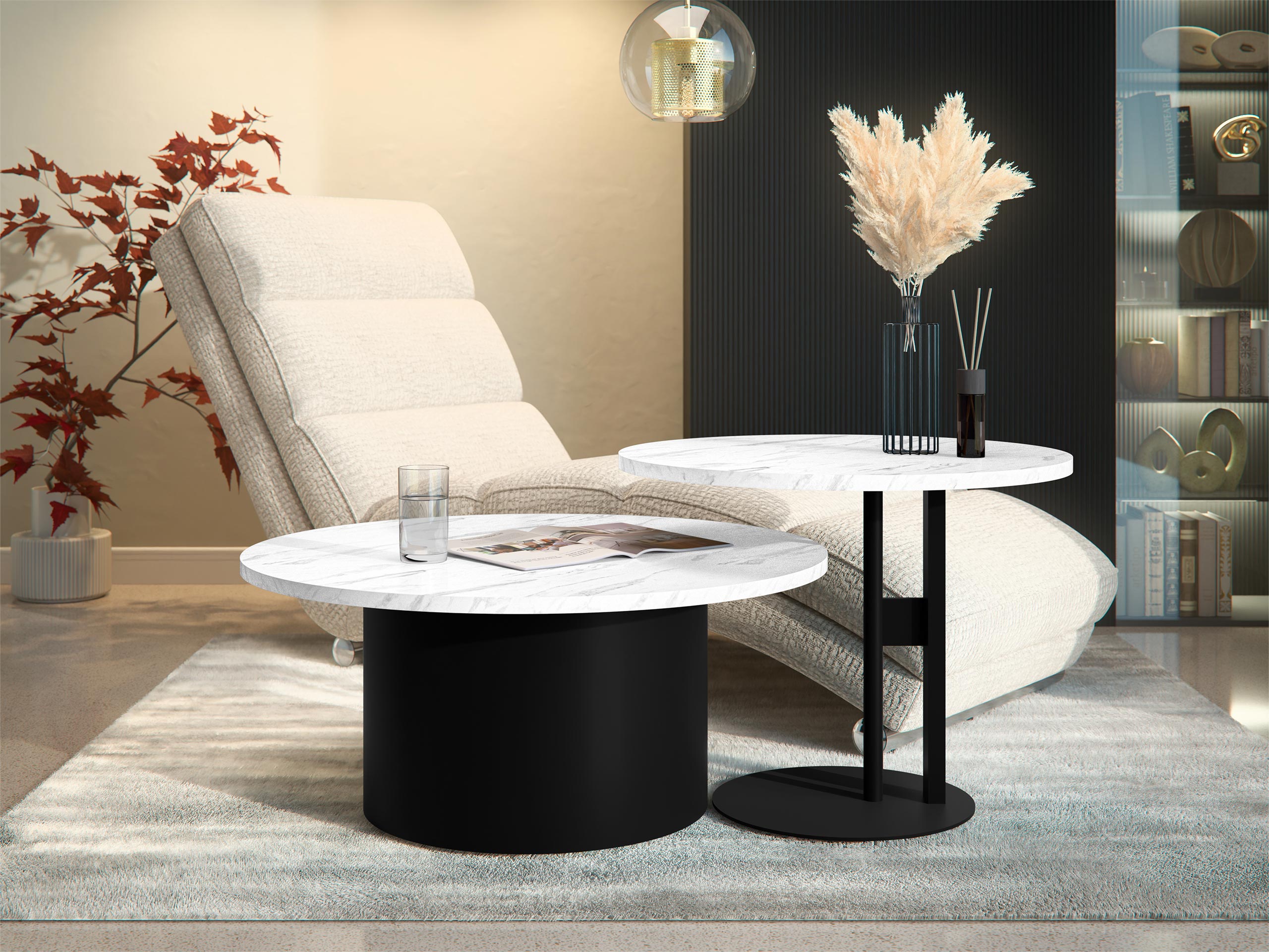 Set tavolino da caffè Oswego 159 (Marmo bianco)