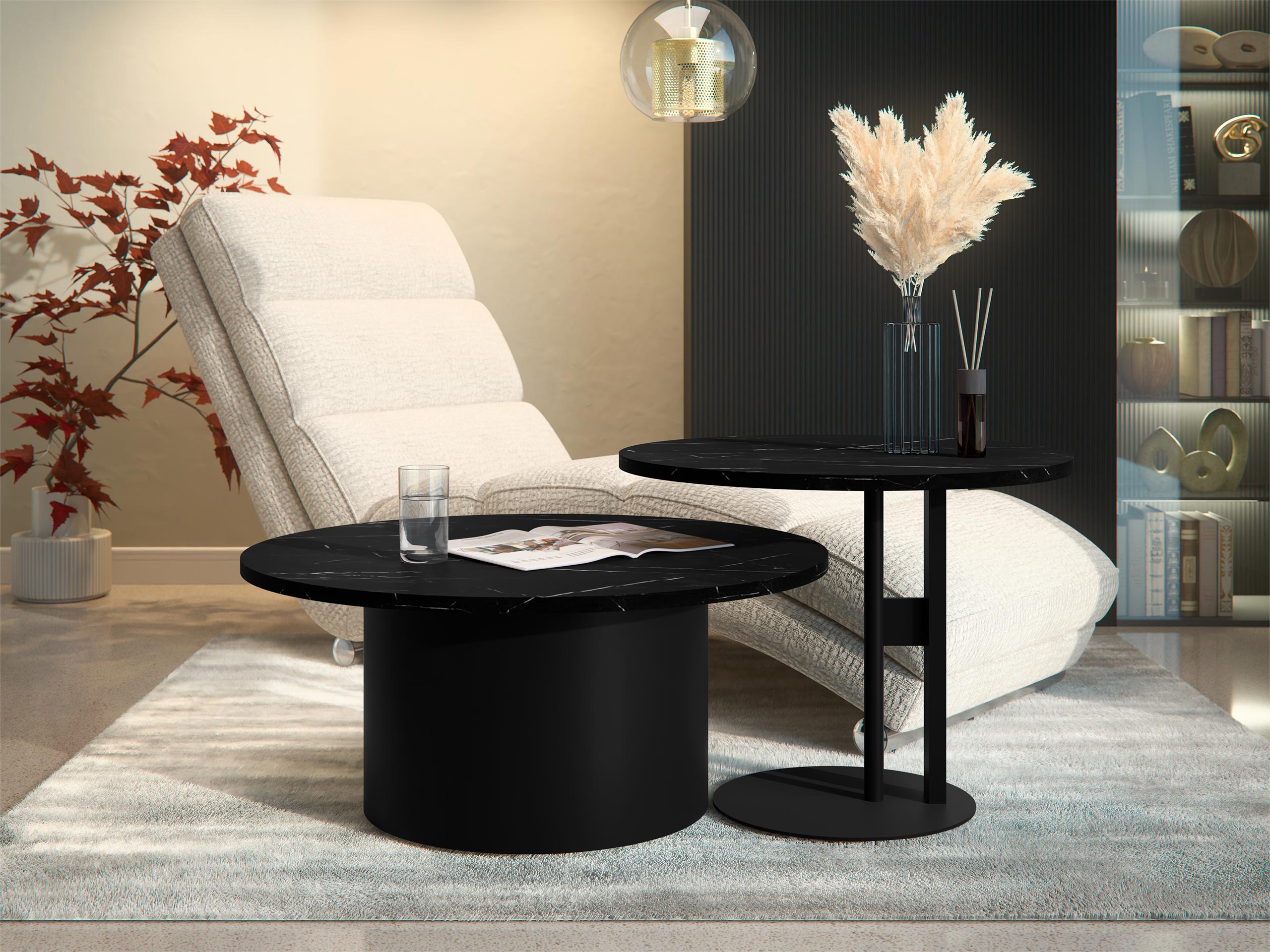 Set tavolino da caffè Oswego 159 (Marmo nero)