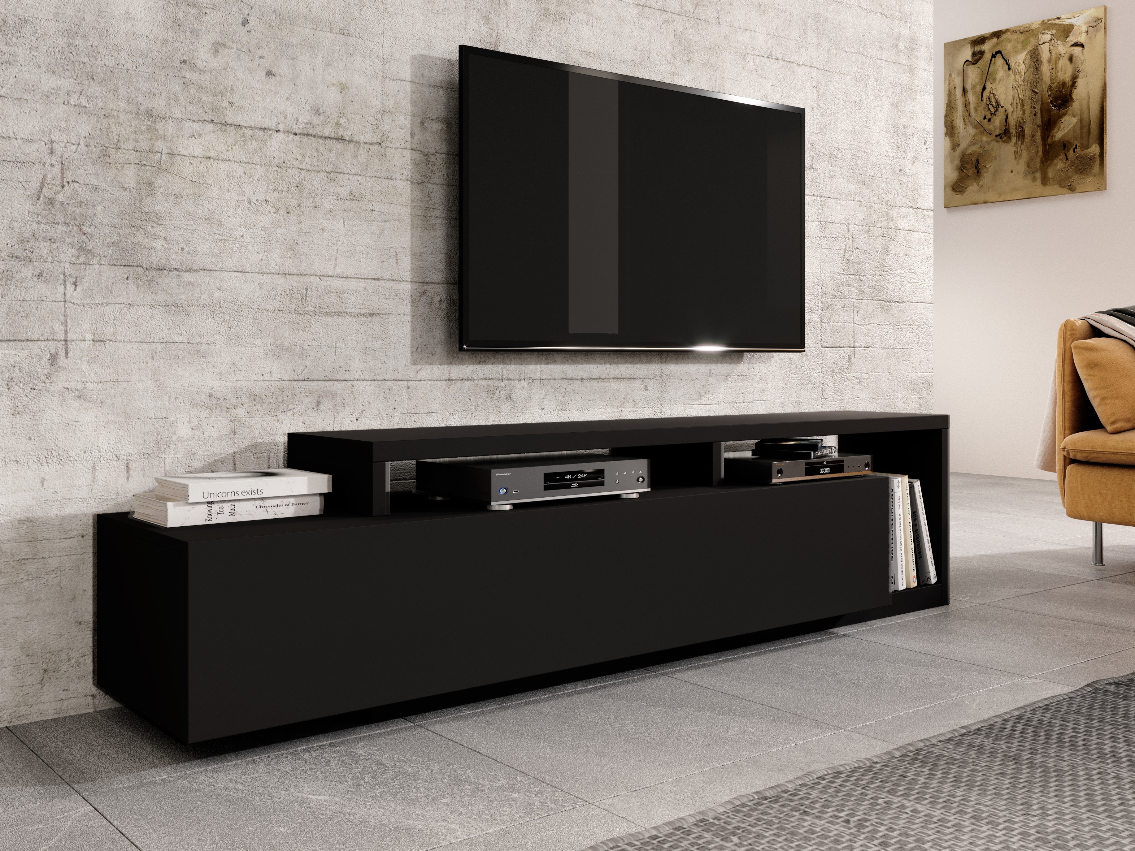 Mobile porta TV Lutiva 103 (Nero opaco)