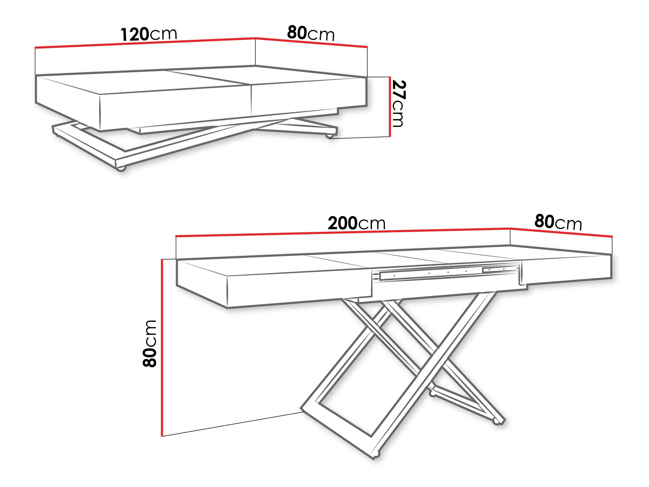 Tavolino trasformabile Oswego 173 (Marmo nero)