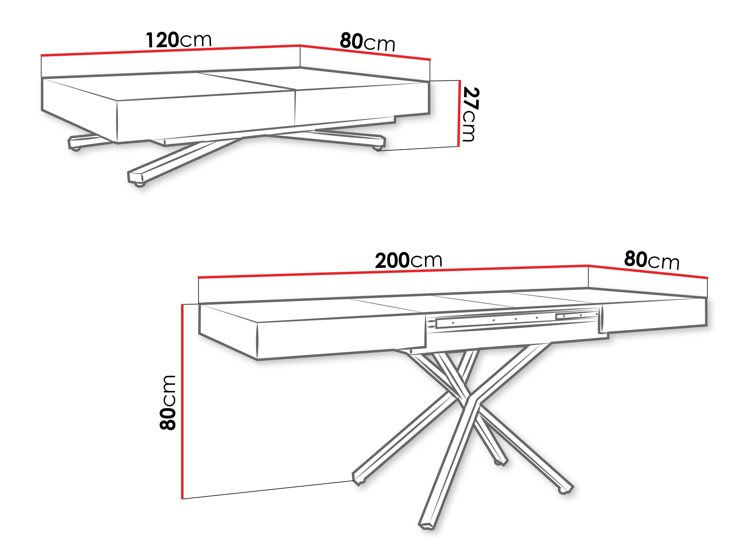 Tavolino trasformabile Oswego 176 (Cachemire)
