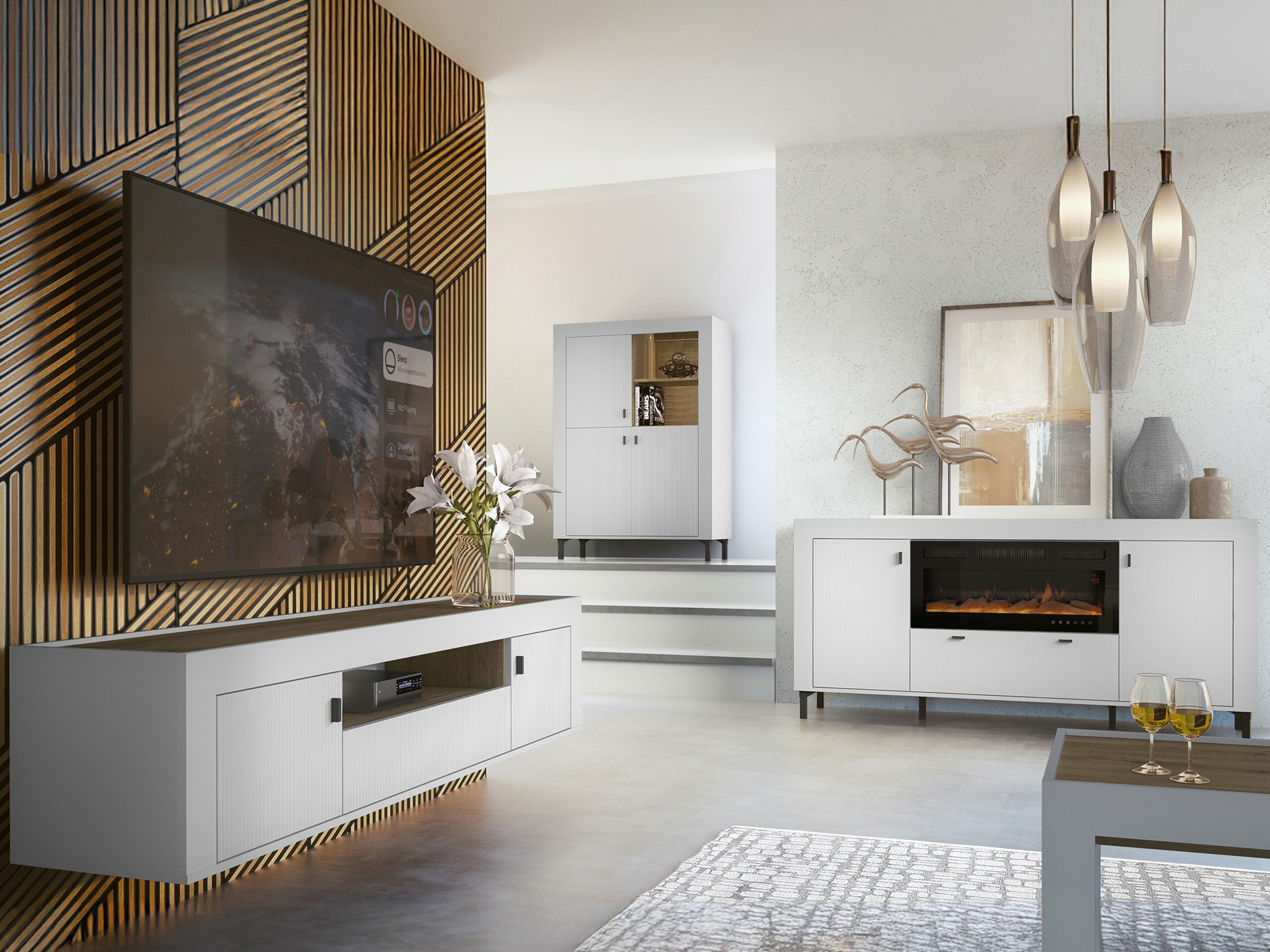 Parete attrezzata Mormavu 115 (Opaca bianco)