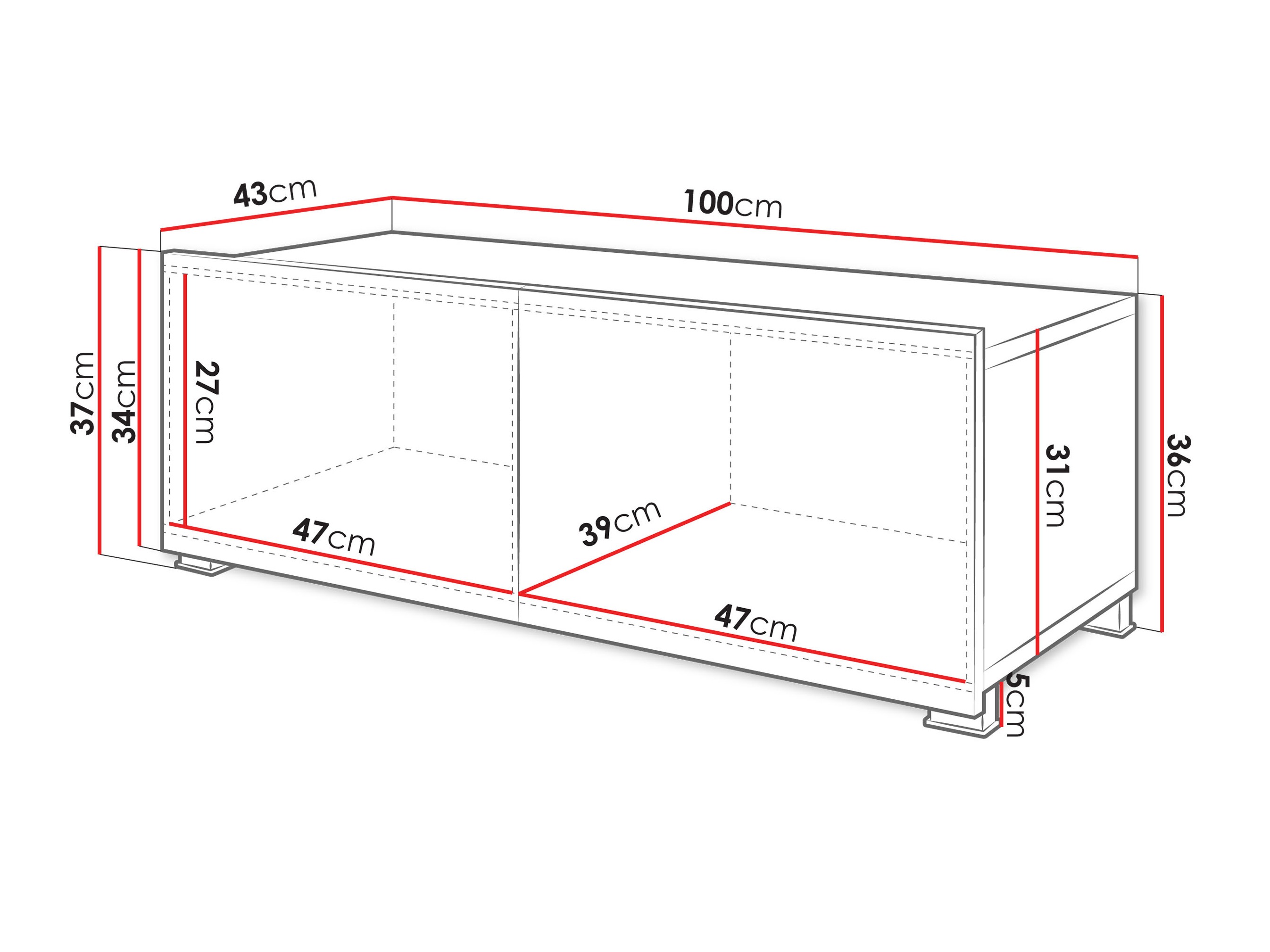 Mobile porta TV Remus I (Nero + Nero lucido)