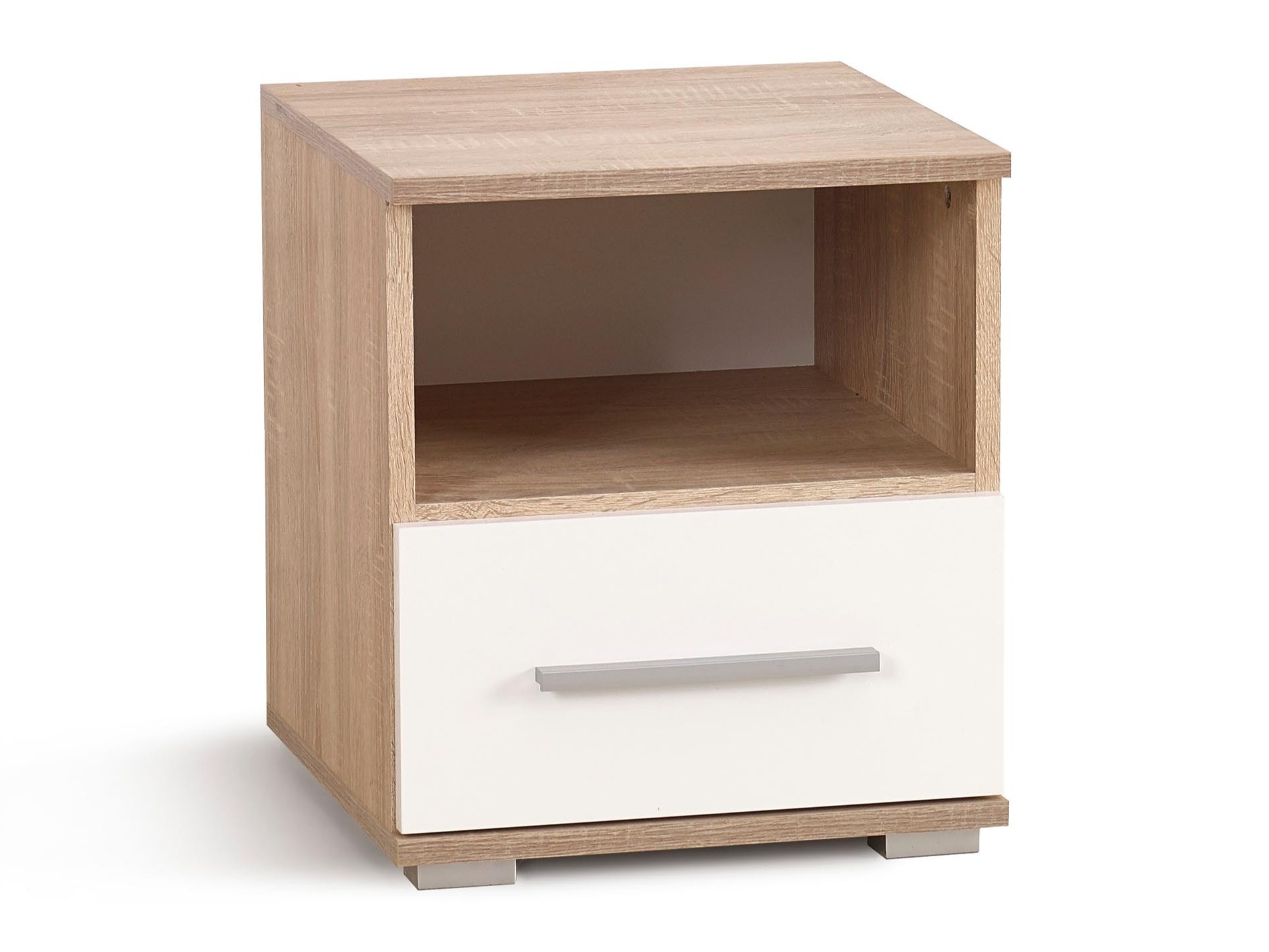 Comodino Cirveso 111 (Sonoma quercia + Bianco lucido)