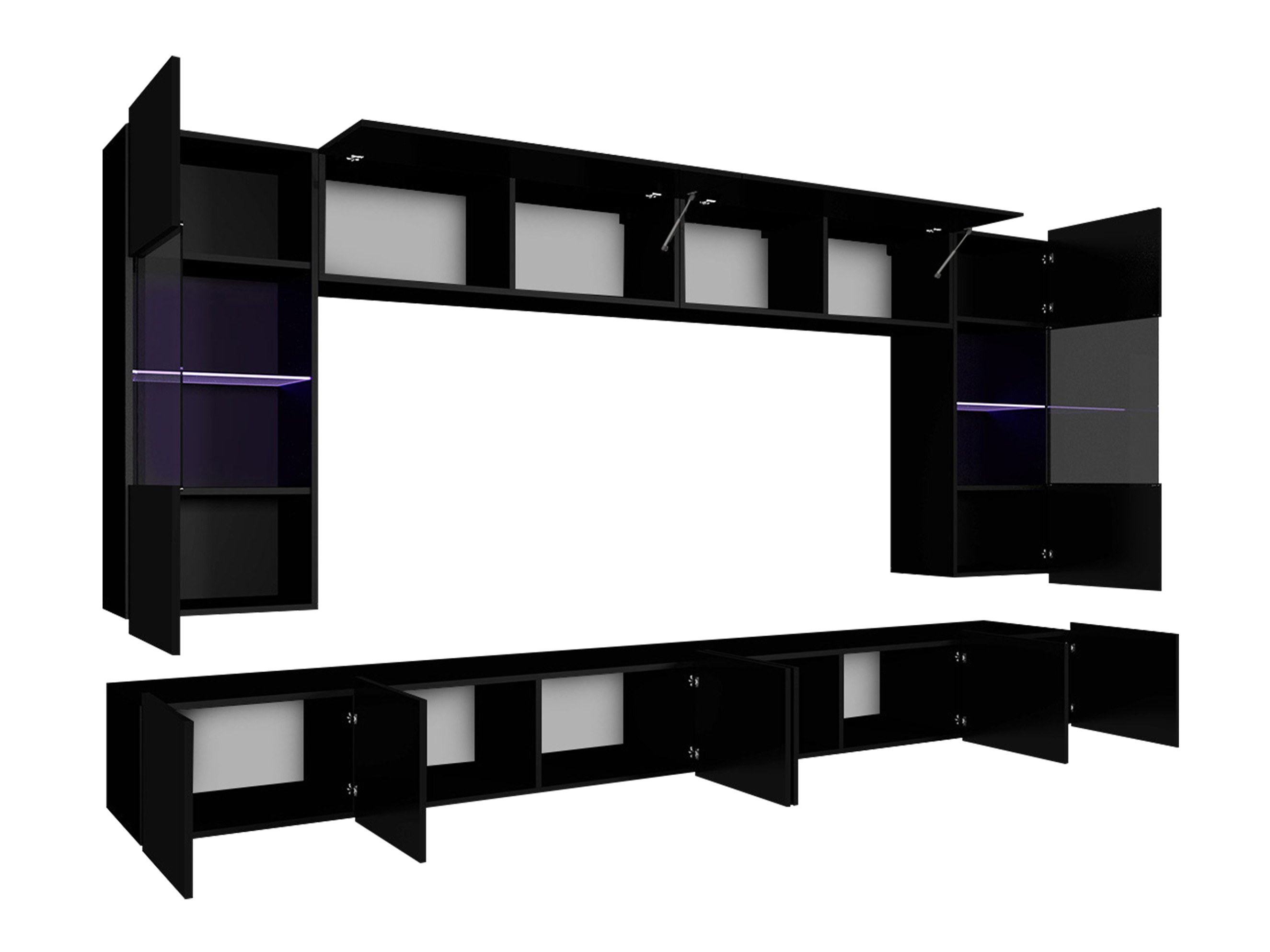 Parete attrezzata Tivdalu 105 (Bianco + Bianco lucido)