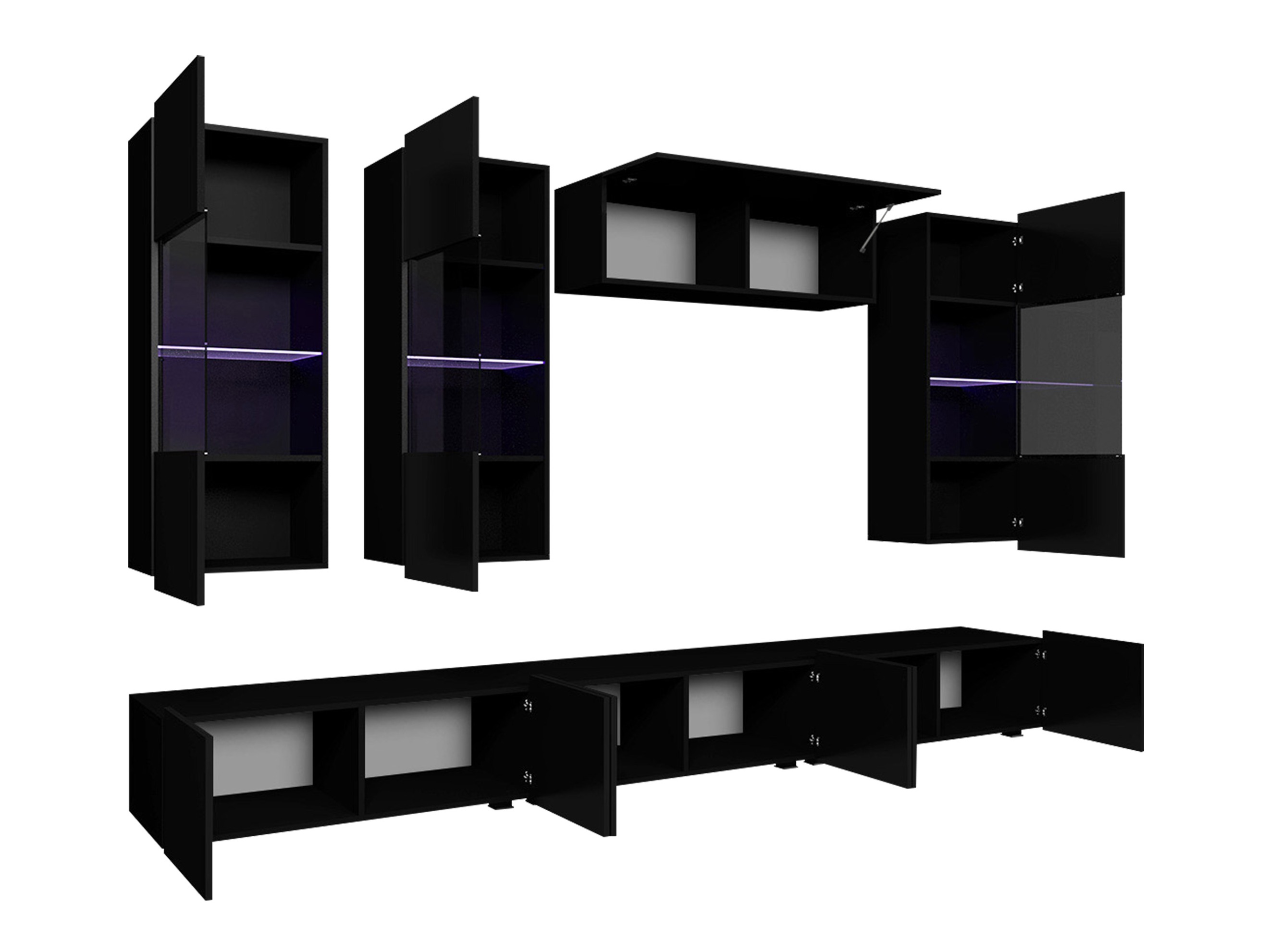 Parete attrezzata Remus XI (Bianco + Bianco lucido)