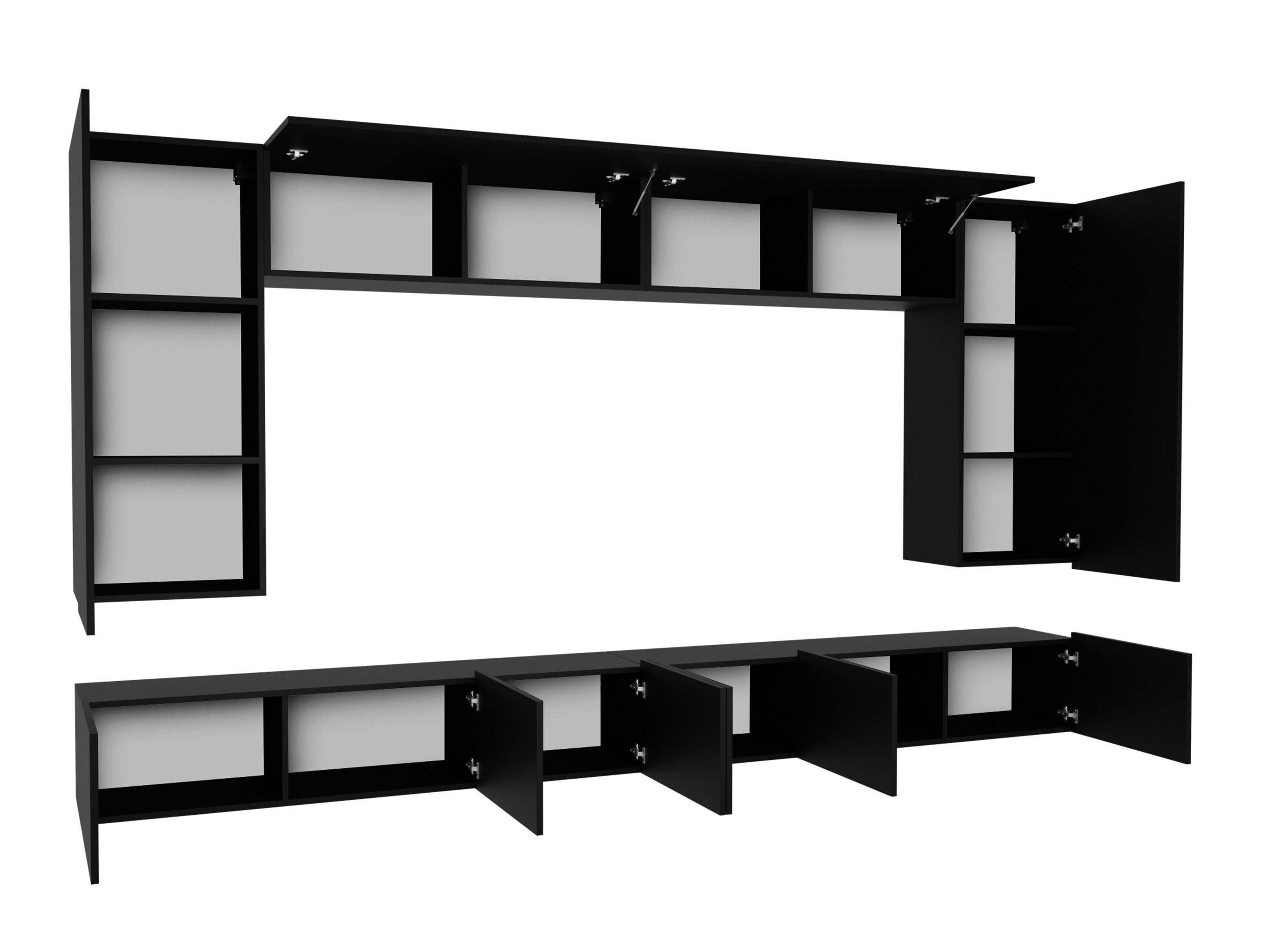 Parete attrezzata Remus XIII (Bianco + Bianco lucido)