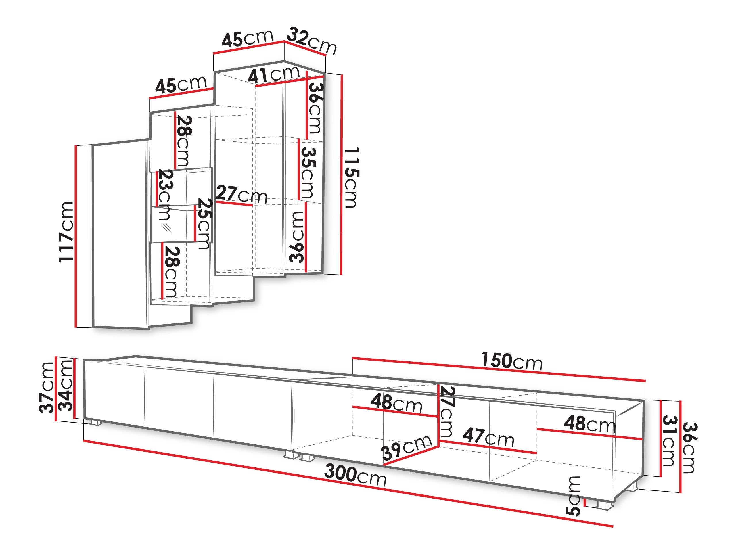 Parete attrezzata Remus XVII (Noce)