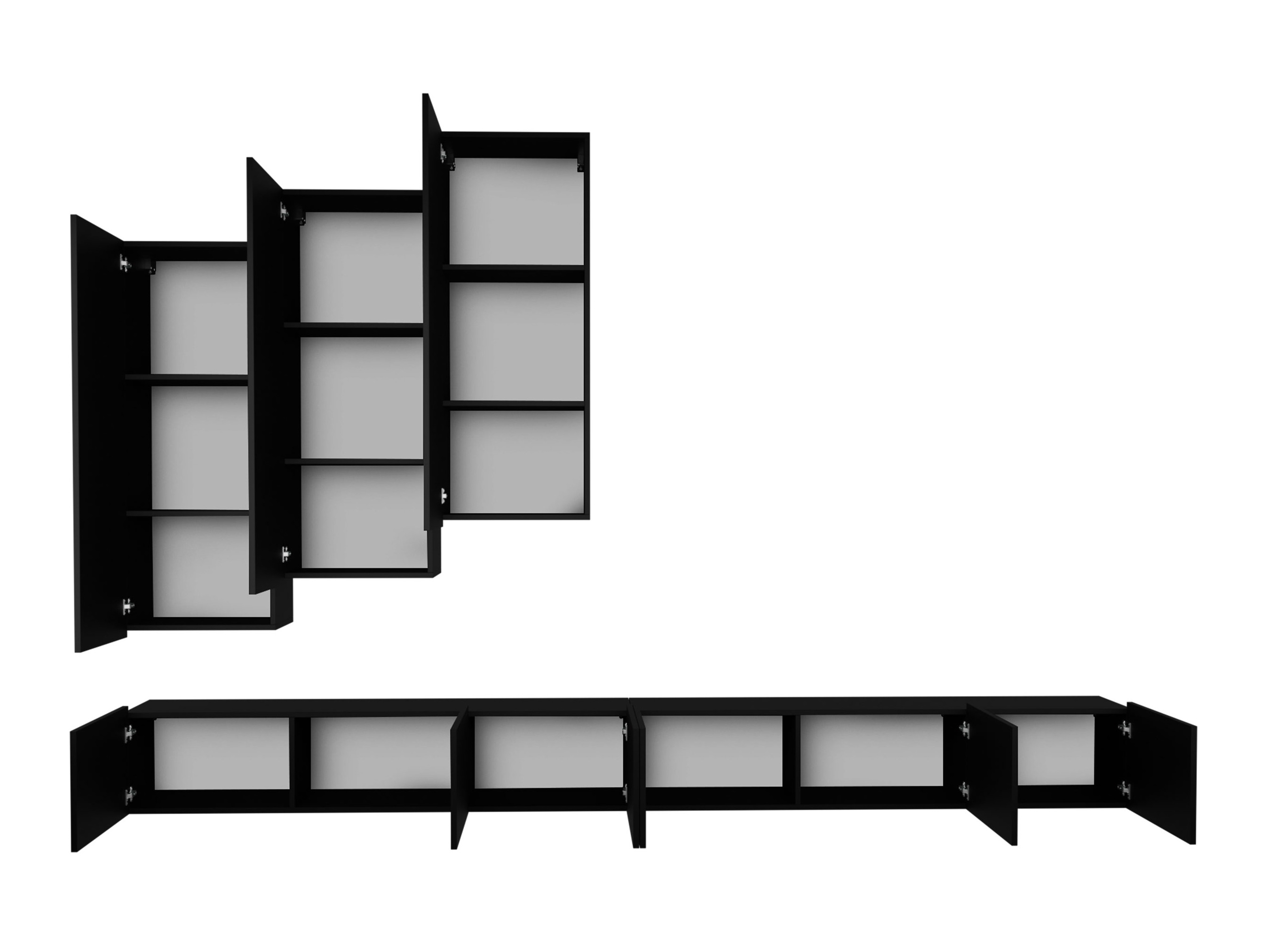 Parete attrezzata Remus XX (Bianco + Nero)