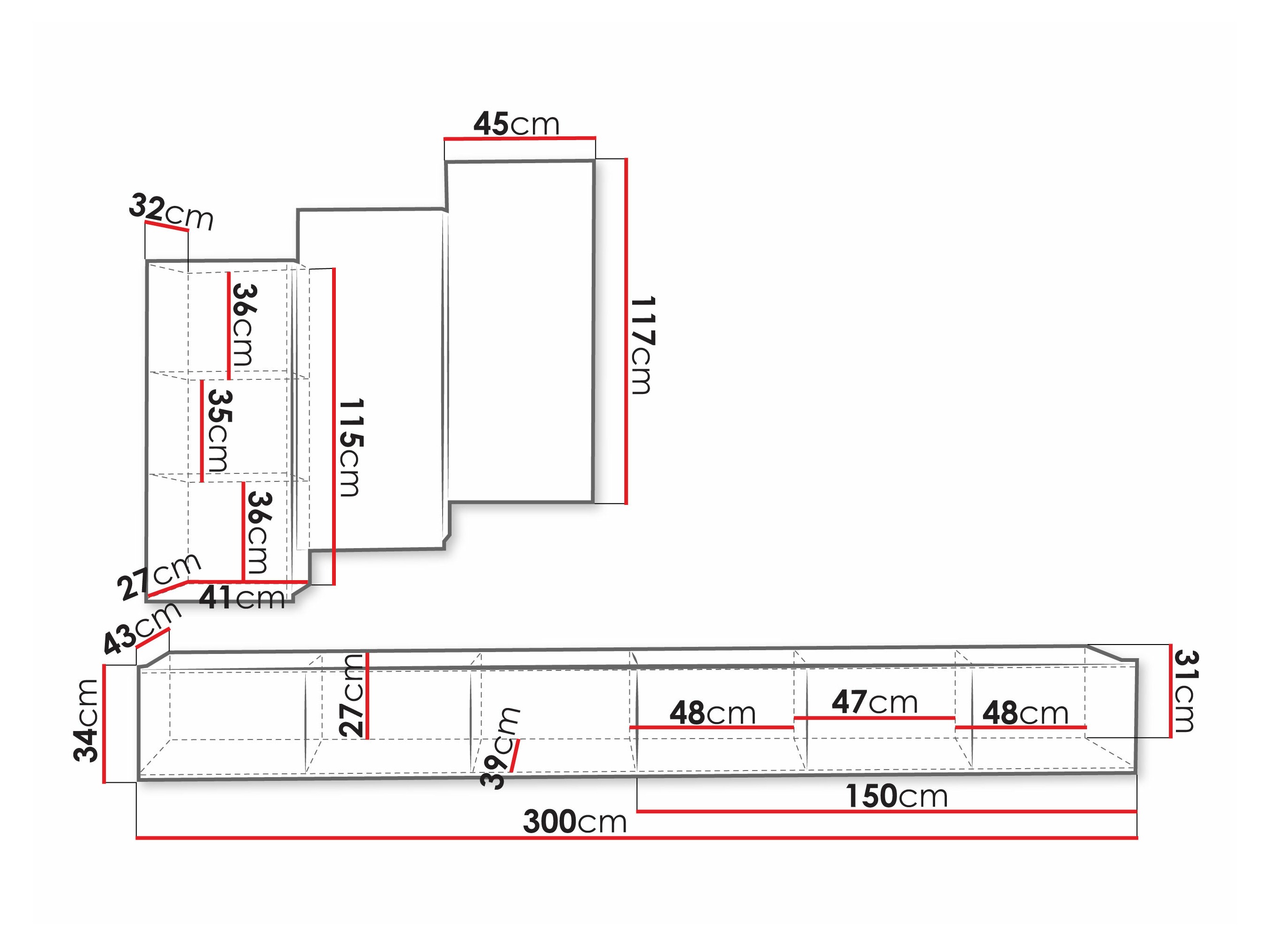 Parete attrezzata Remus XX (Bianco)