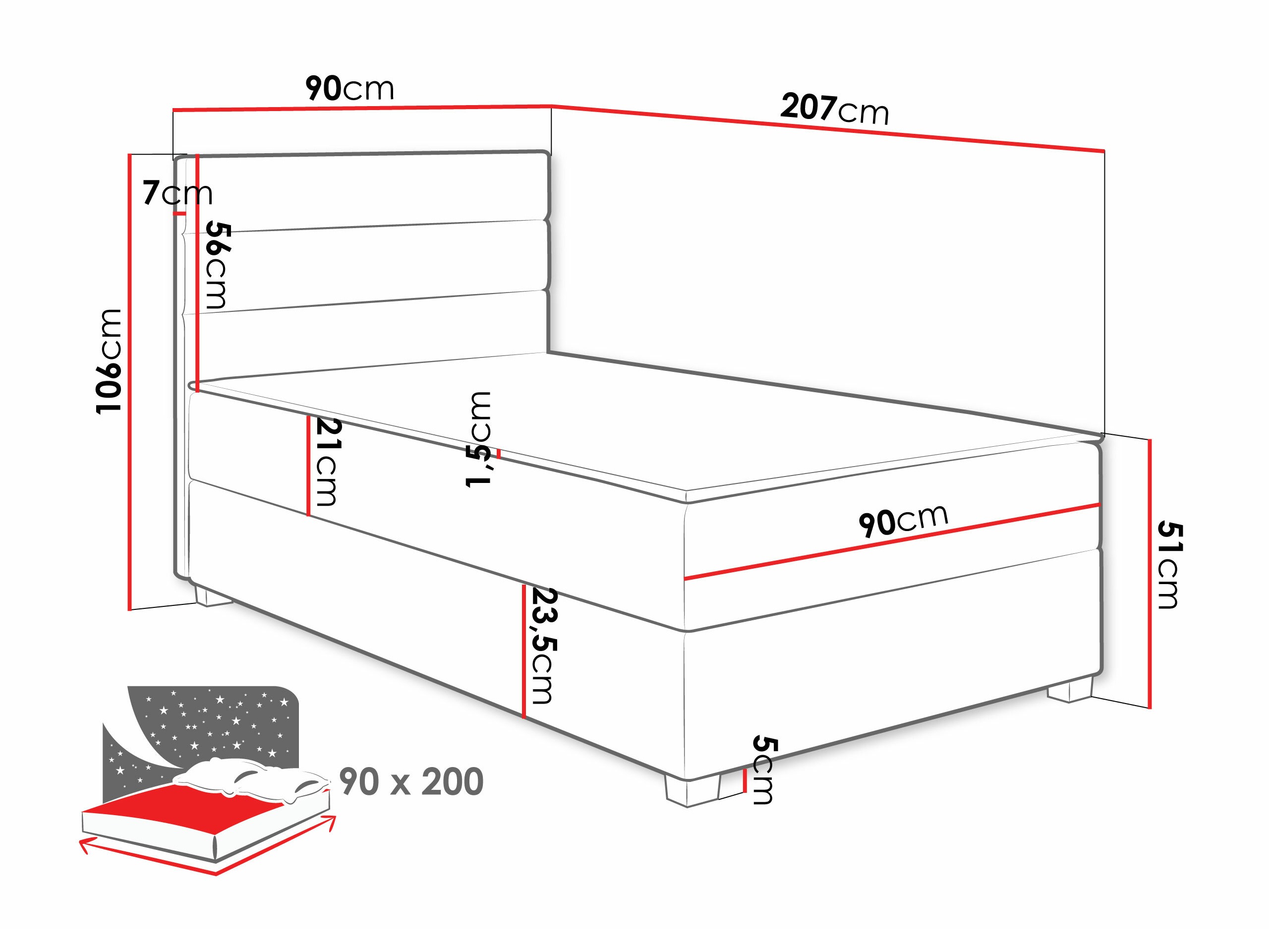 Letto continentale Delphio (Manila 14)