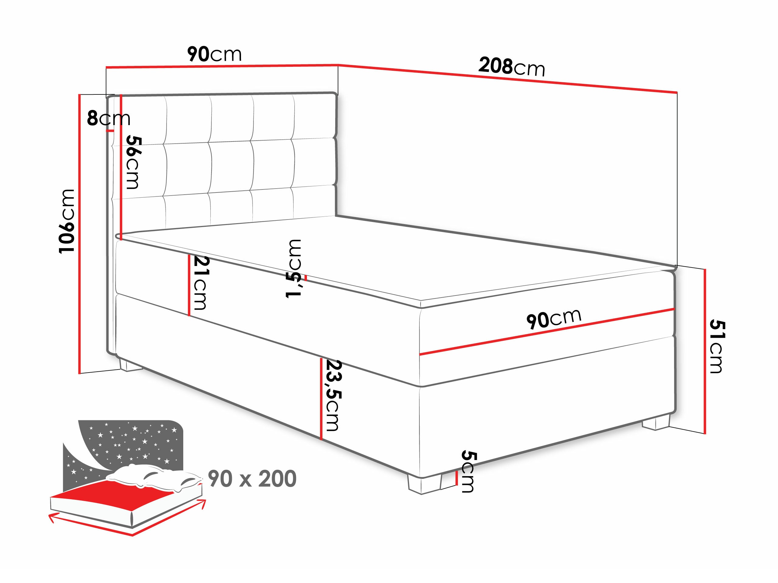 Letto continentale Sanford 107 (Manila 14)