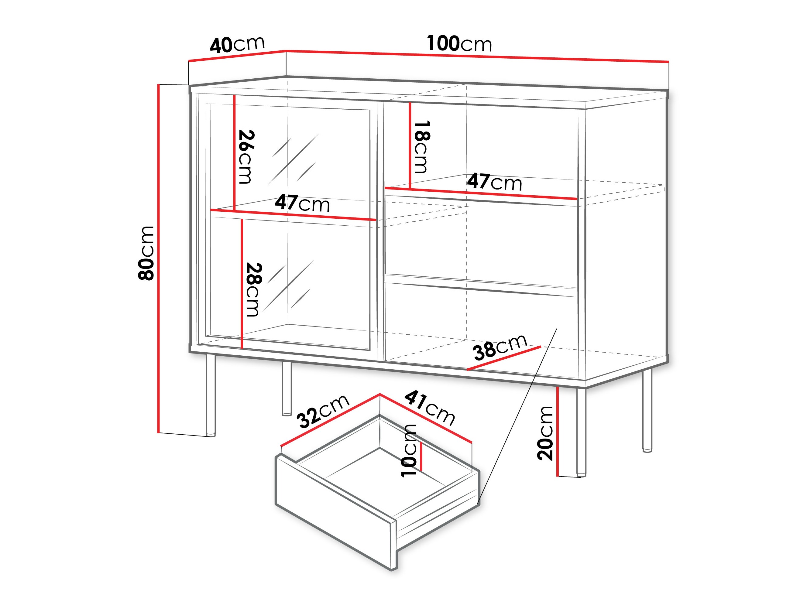 Cassettiera Merevai 100 (Cachemire)