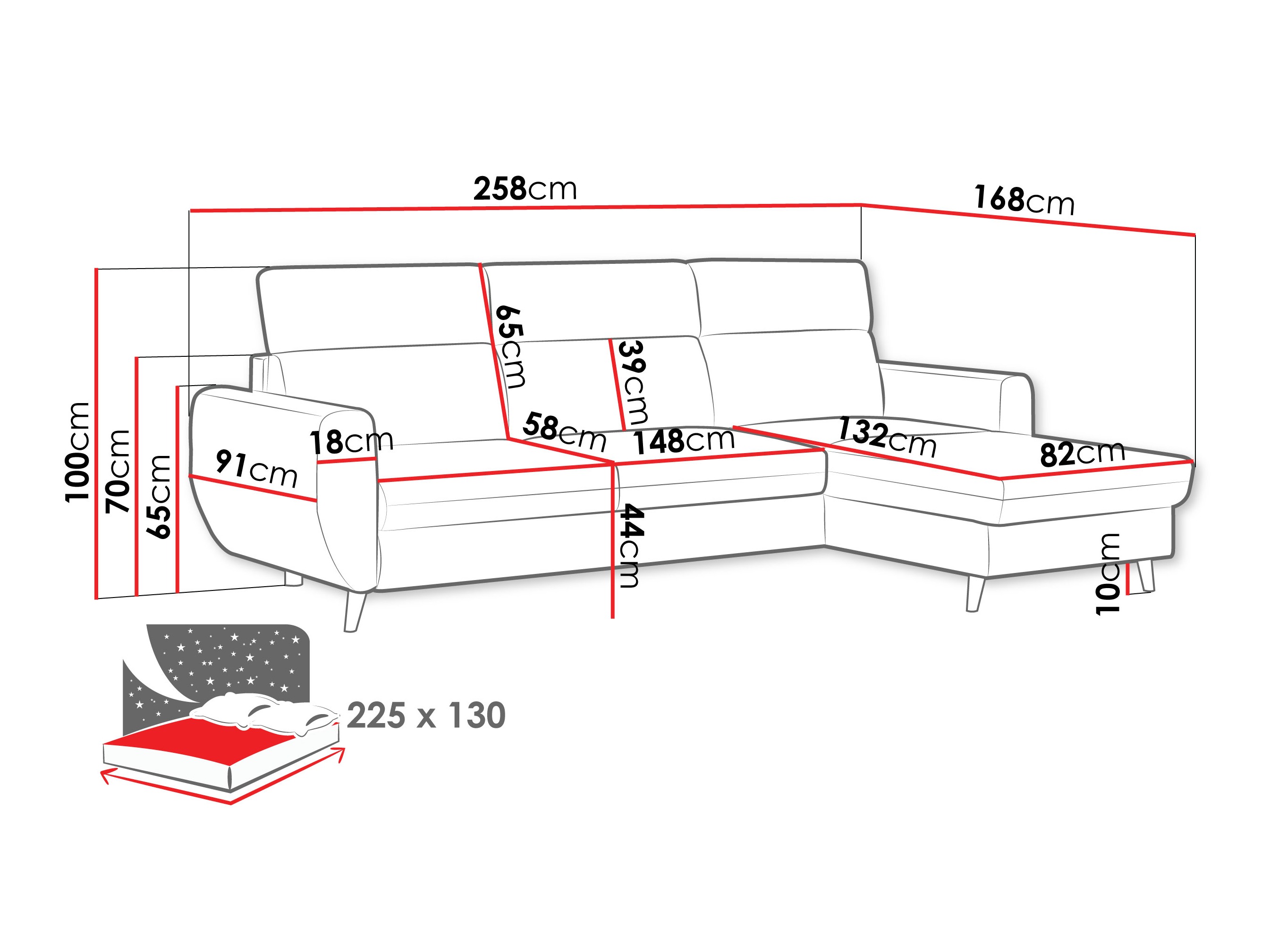 Divano angolare Temple 132 (Cruz 35)