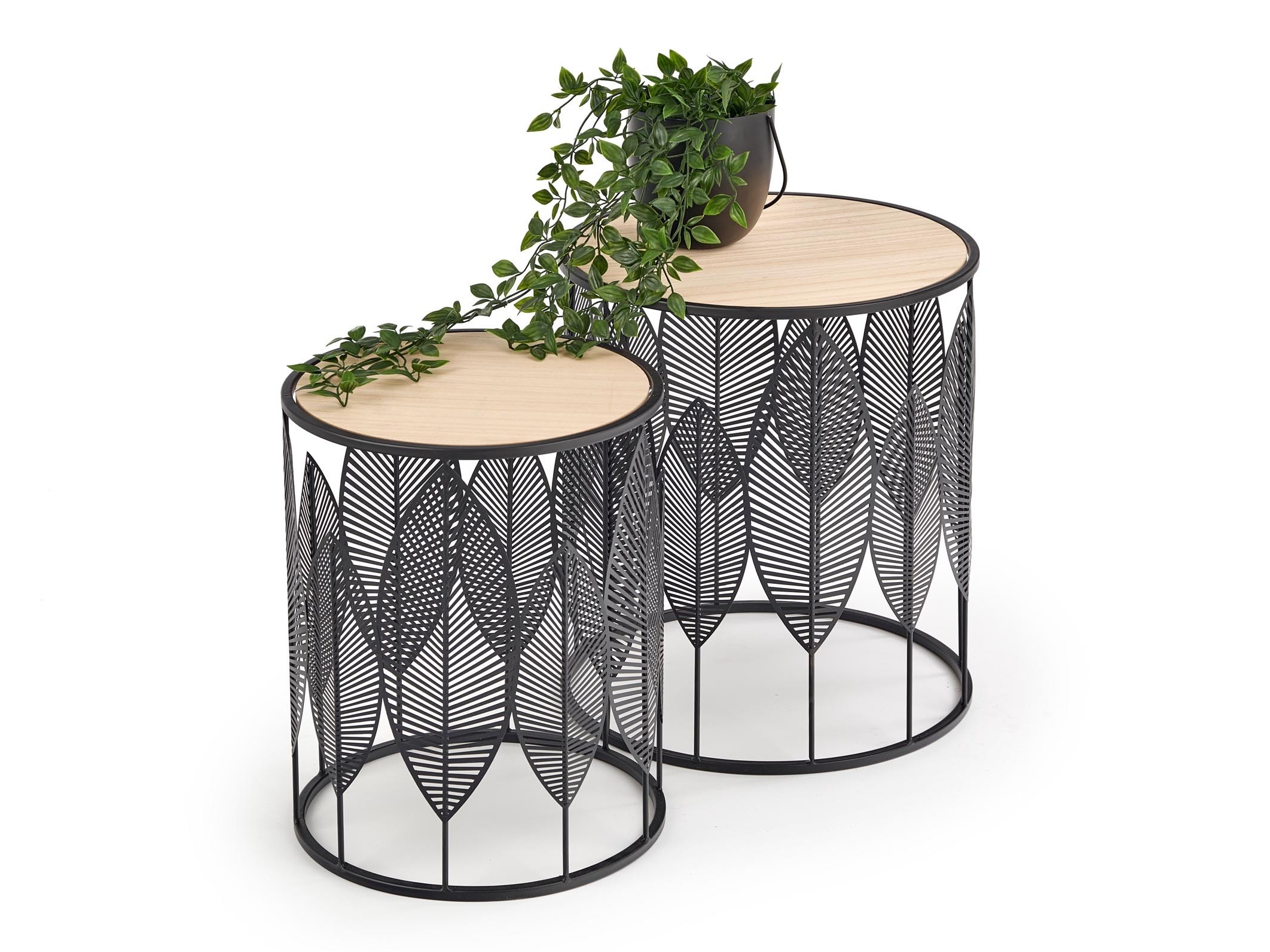 Set tavolini Houston 974 (Nero + Luminoso legno)