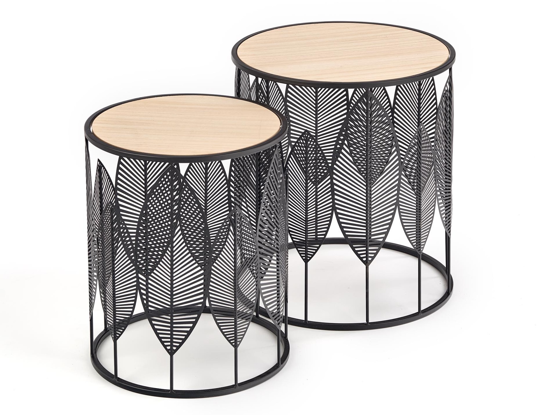 Set tavolini Houston 974 (Nero + Luminoso legno)