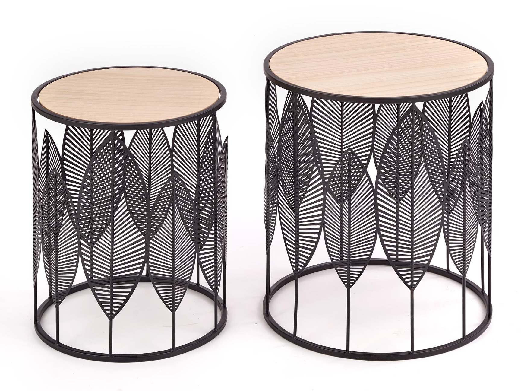 Set tavolini Houston 974 (Nero + Luminoso legno)