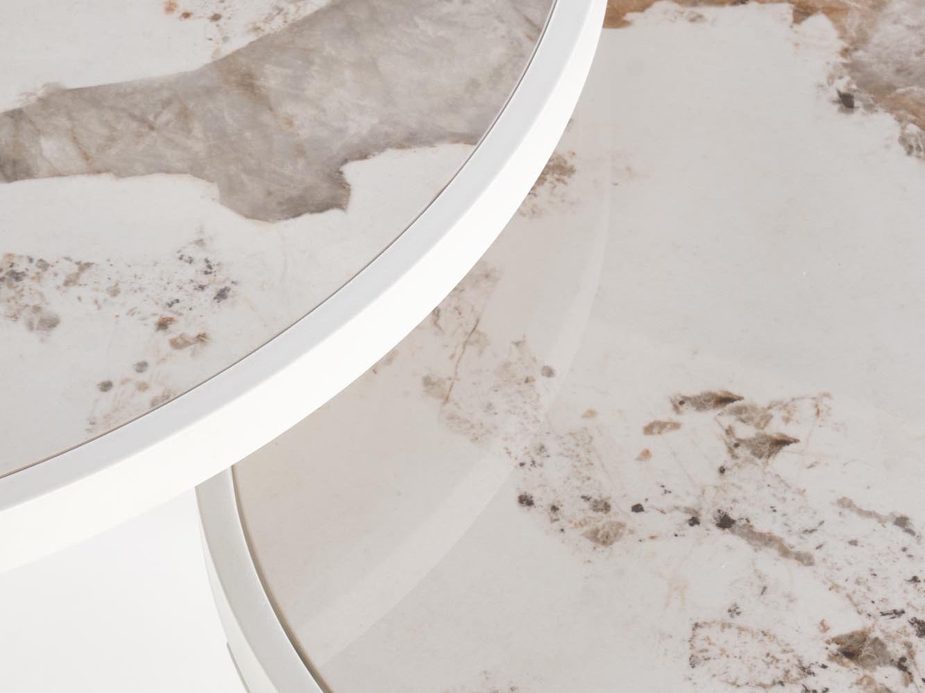 Set tavolino da caffè Houston 1658 (Bianco + Marmo bianco)