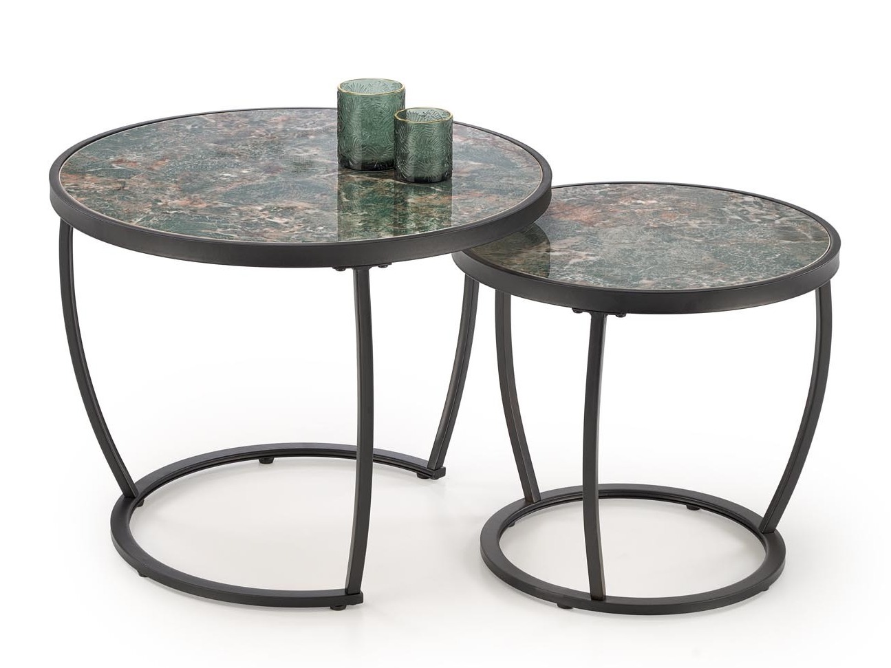 Set tavolino da caffè Houston 1658 (Nero + Marmo verde)