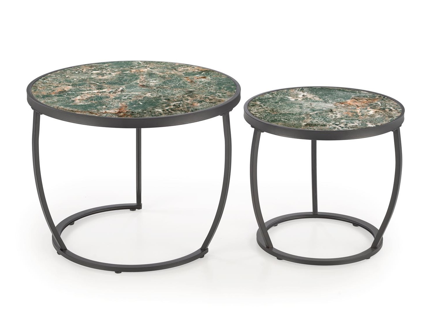 Set tavolino da caffè Houston 1658 (Nero + Marmo verde)