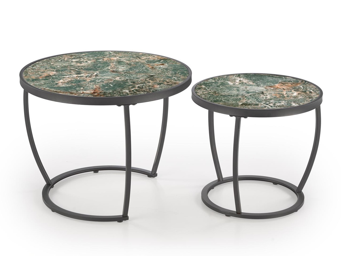 Set tavolino da caffè Houston 1658 (Nero + Marmo verde)