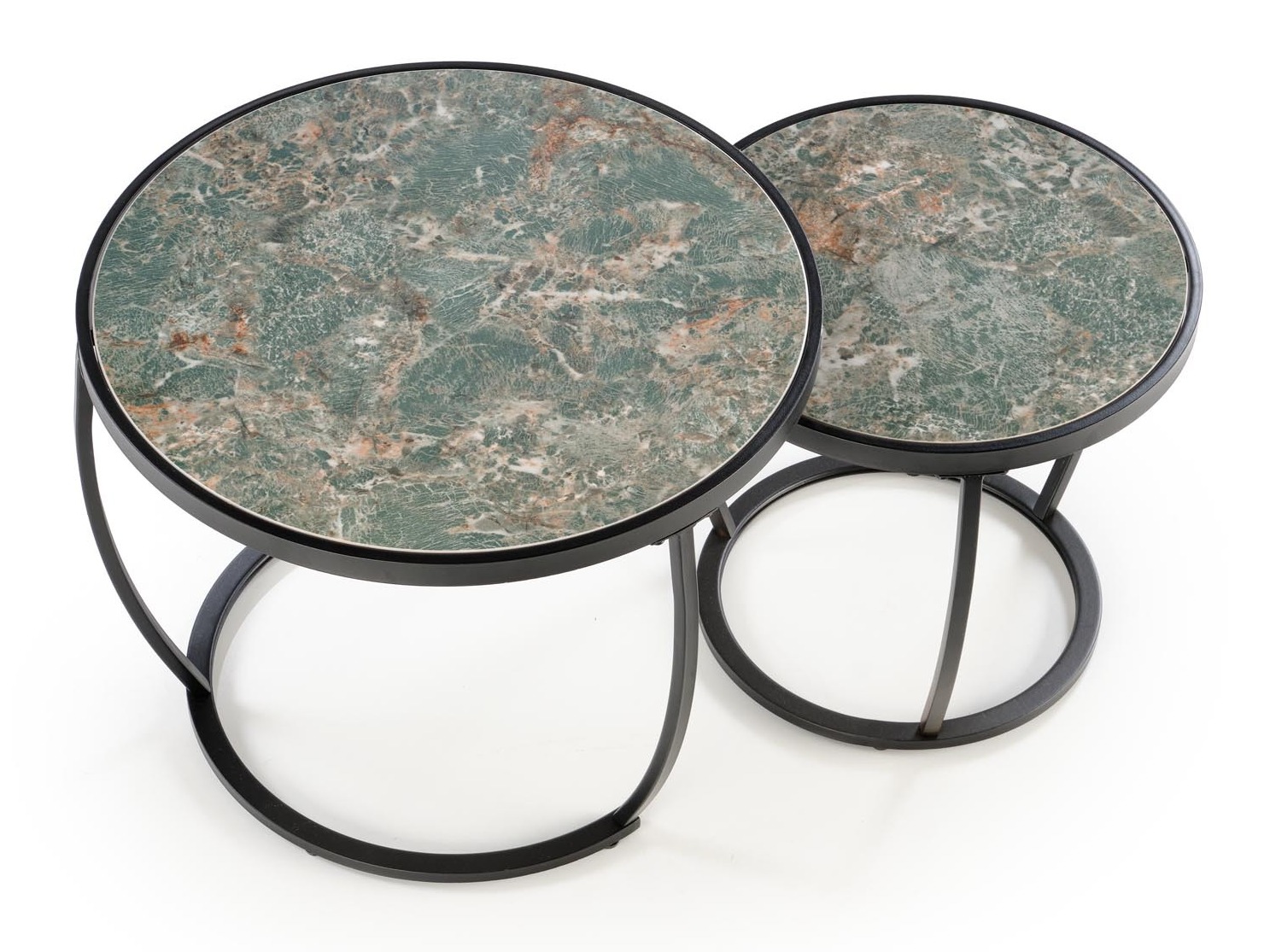 Set tavolino da caffè Houston 1658 (Nero + Marmo verde)
