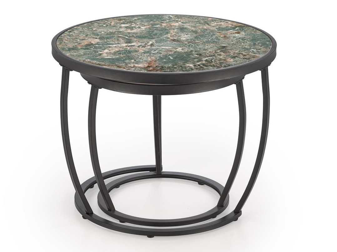 Set tavolino da caffè Houston 1658 (Nero + Marmo verde)