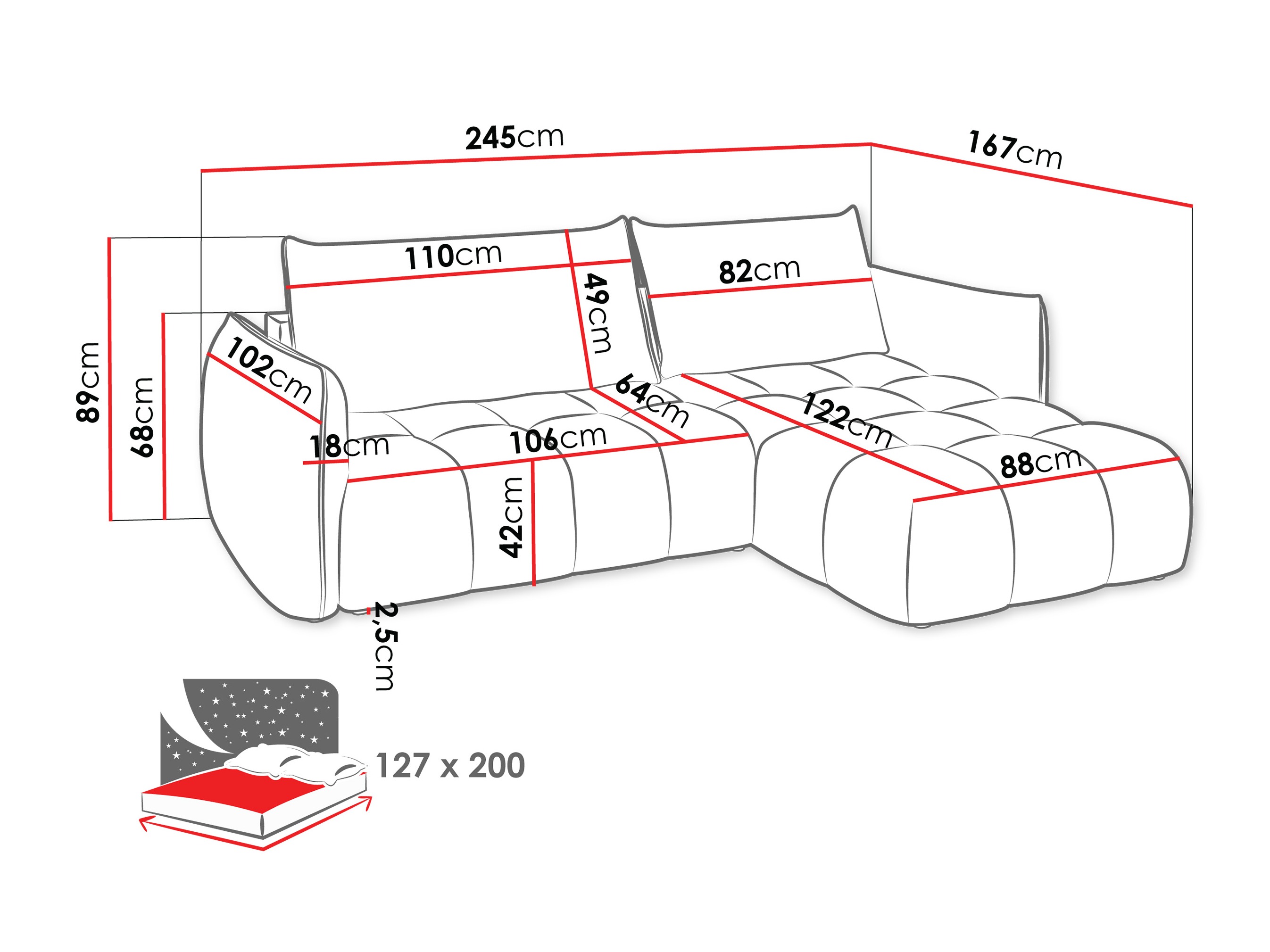 Divano angolare Lima 136 (Lumo 65)