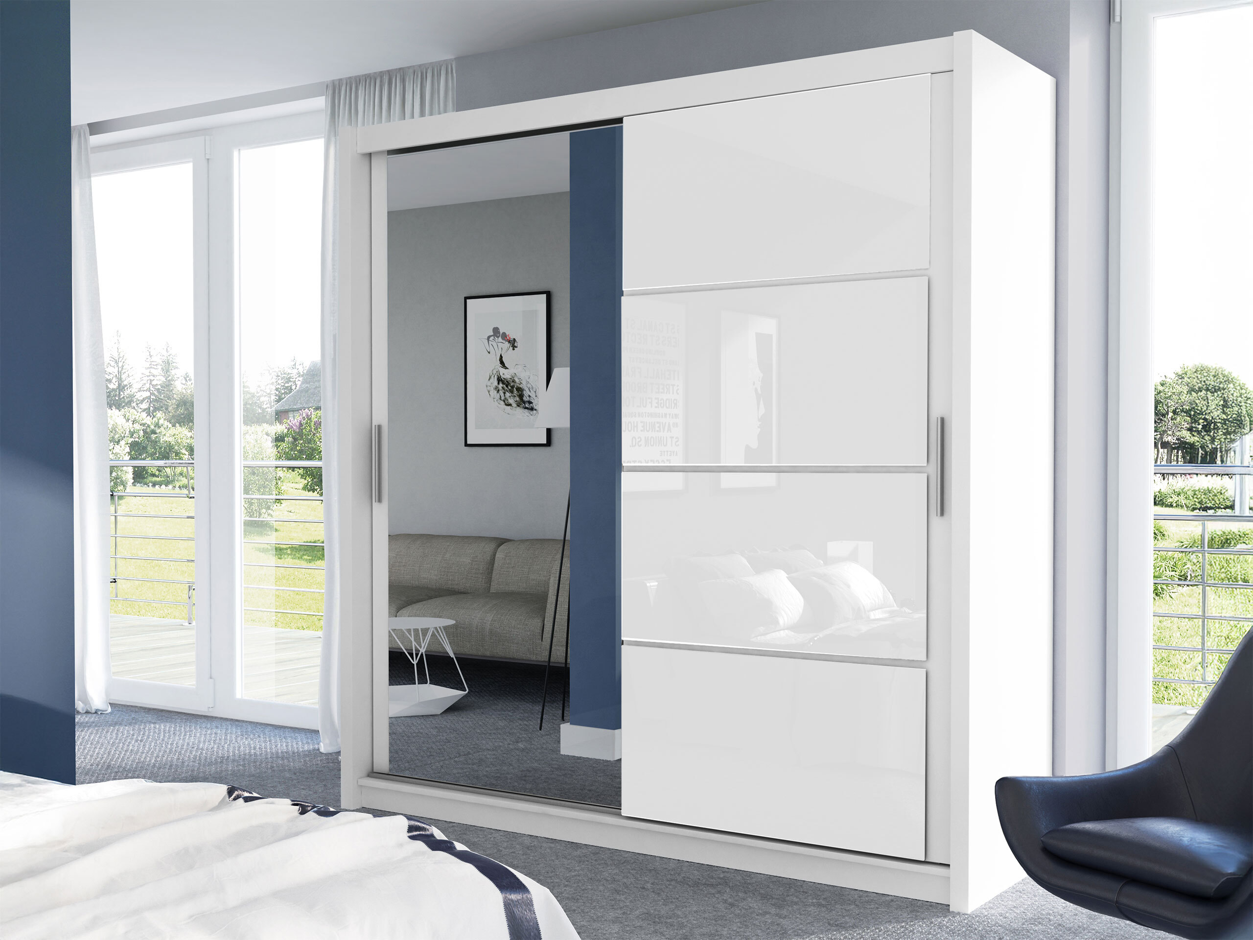 Armadio Honolulu 111 (Bianco + Bianco lucido)