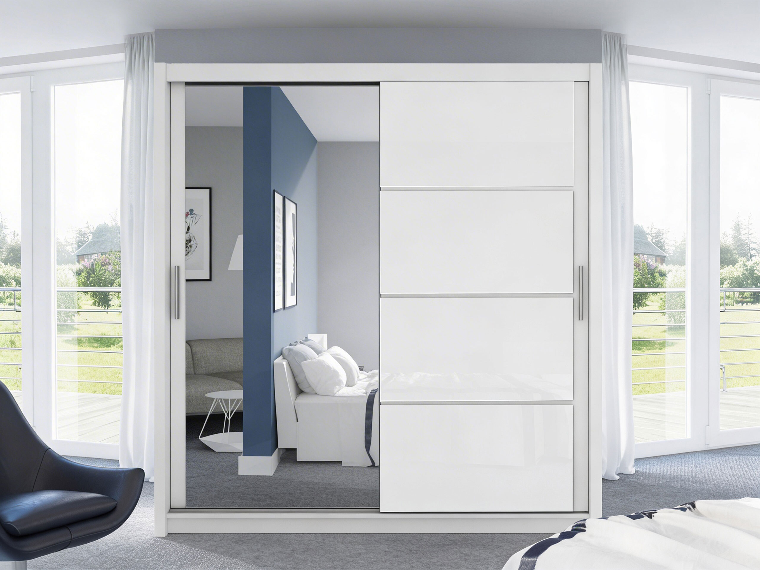 Armadio Honolulu 111 (Bianco + Bianco lucido)