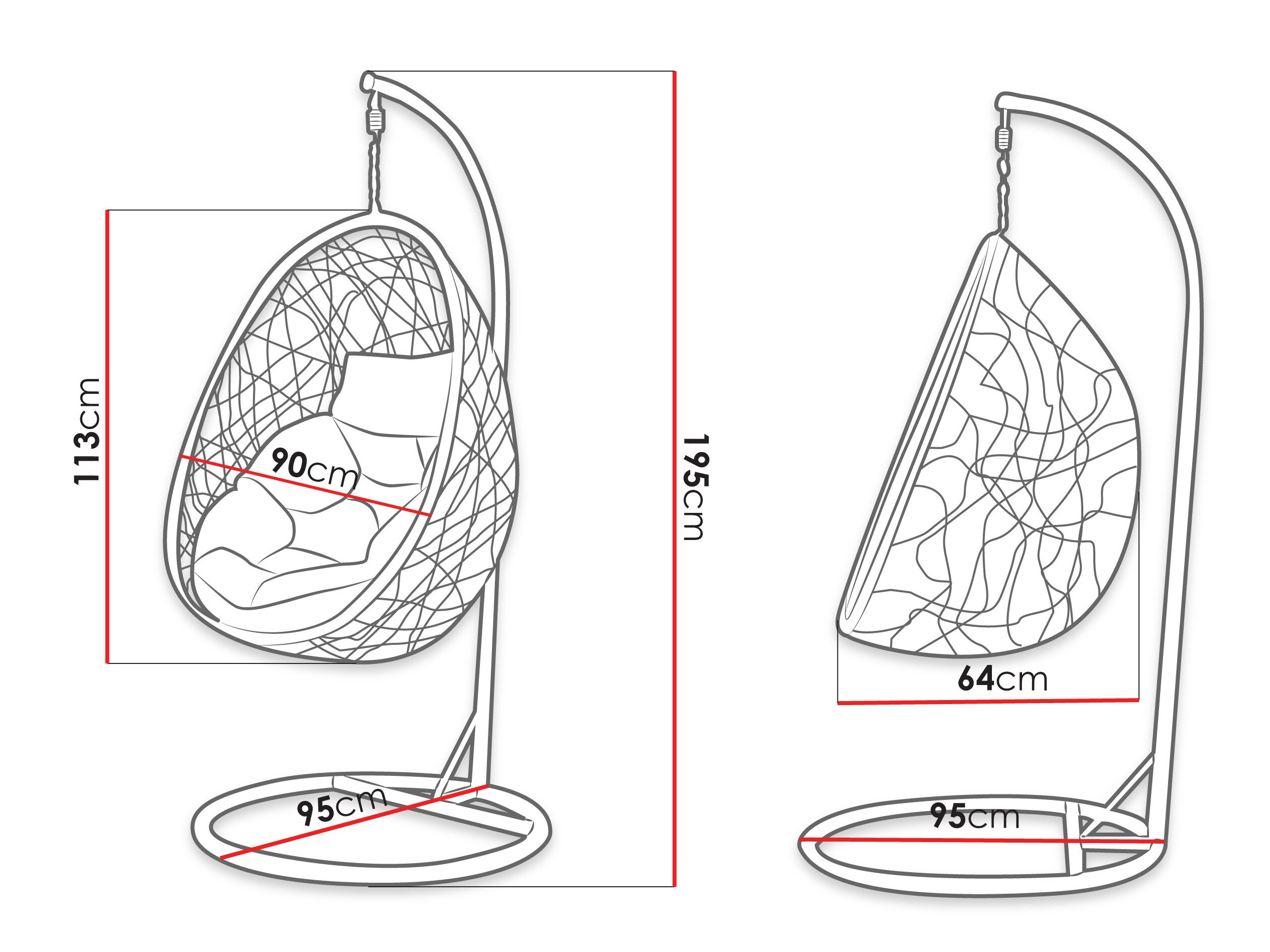 Sedia sospesa Comfivo 505 (Grigio scuro + Grigio)