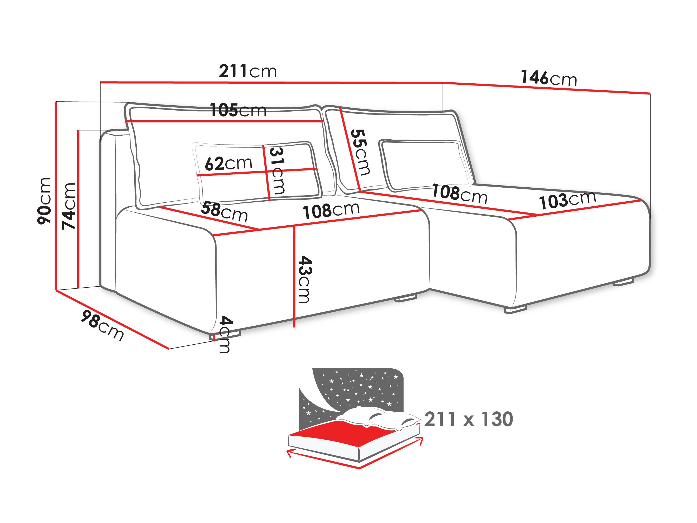 Divano angolare TrendyNest Fenestal (Tilia 01)
