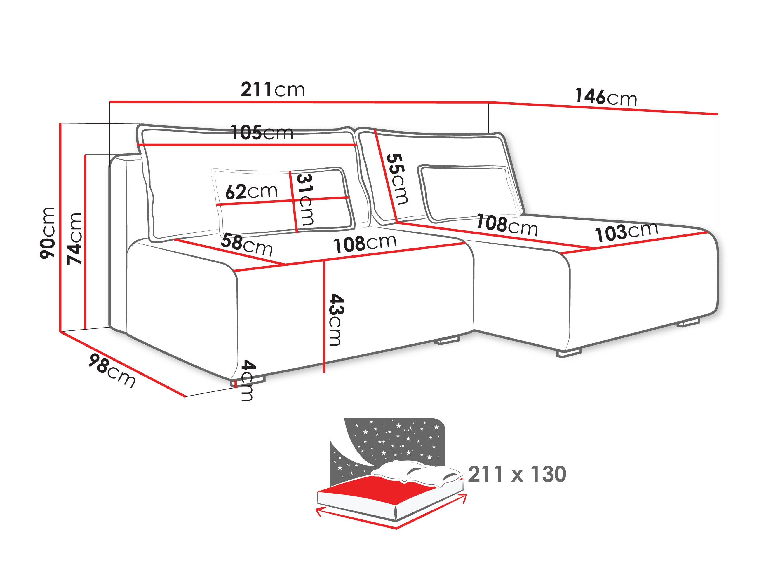 Divano angolare TrendyNest Fenestal (Tilia 01)