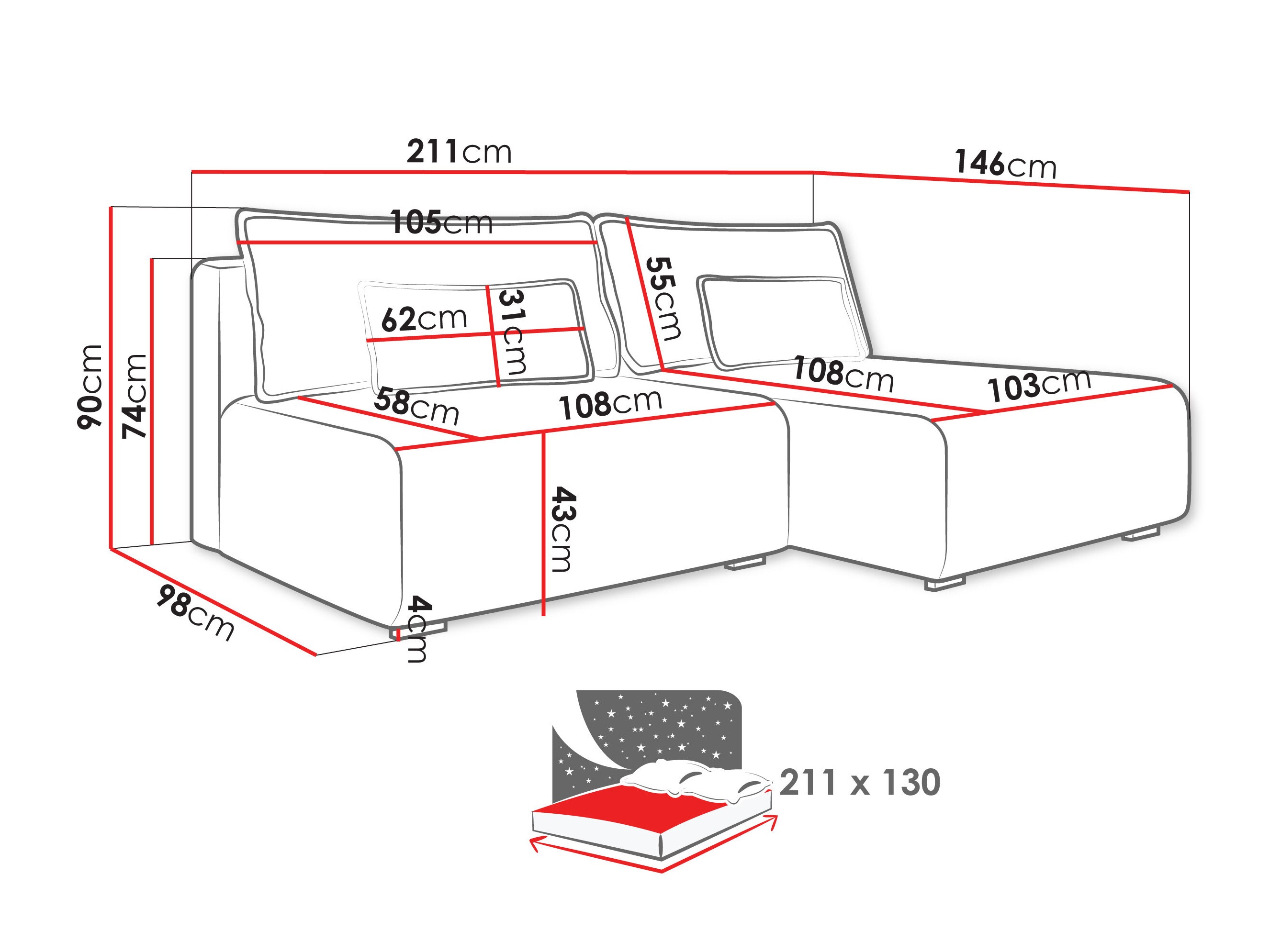 Divano angolare TrendyNest Fenestal (Tilia 11)