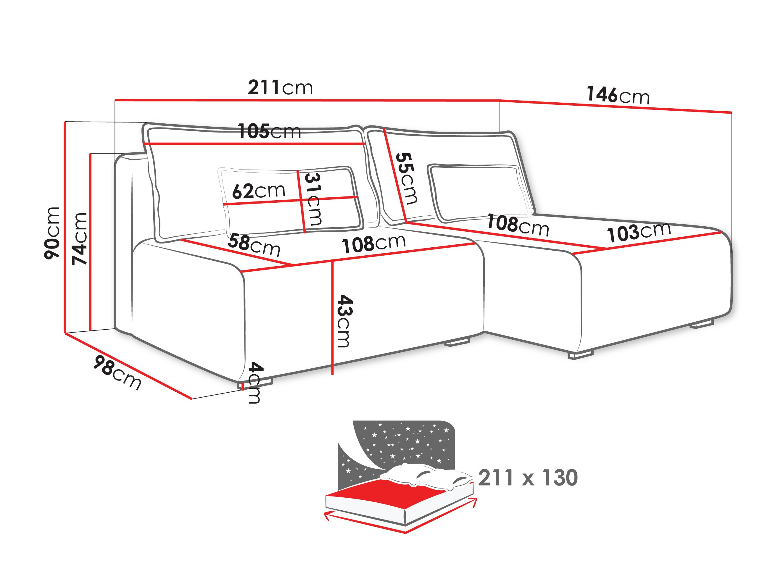 Divano angolare TrendyNest Fenestal (Tilia 39)