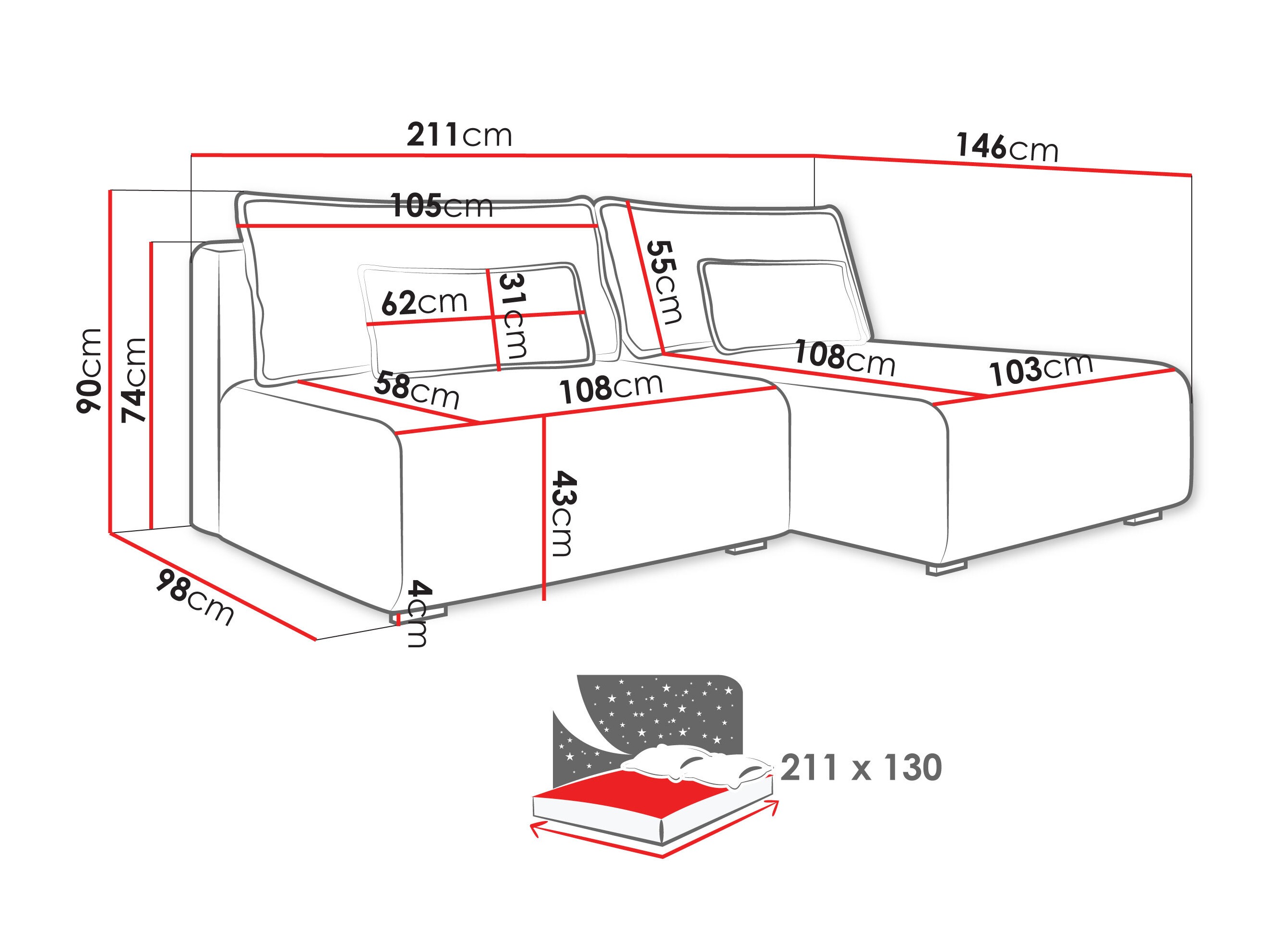 Divano angolare TrendyNest Fenestal (Tilia 52)