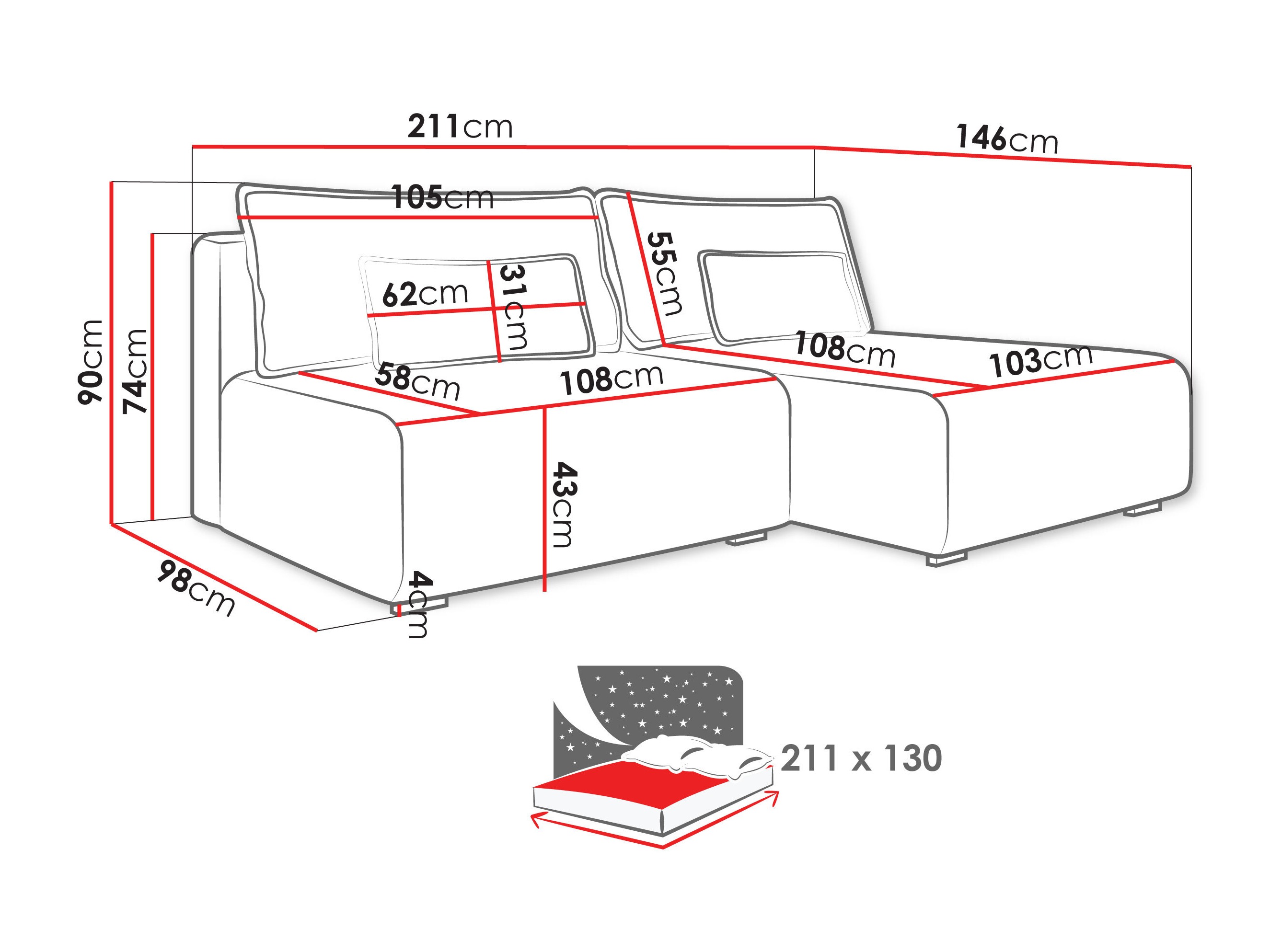 Divano angolare TrendyNest Fenestal (Tilia 85)
