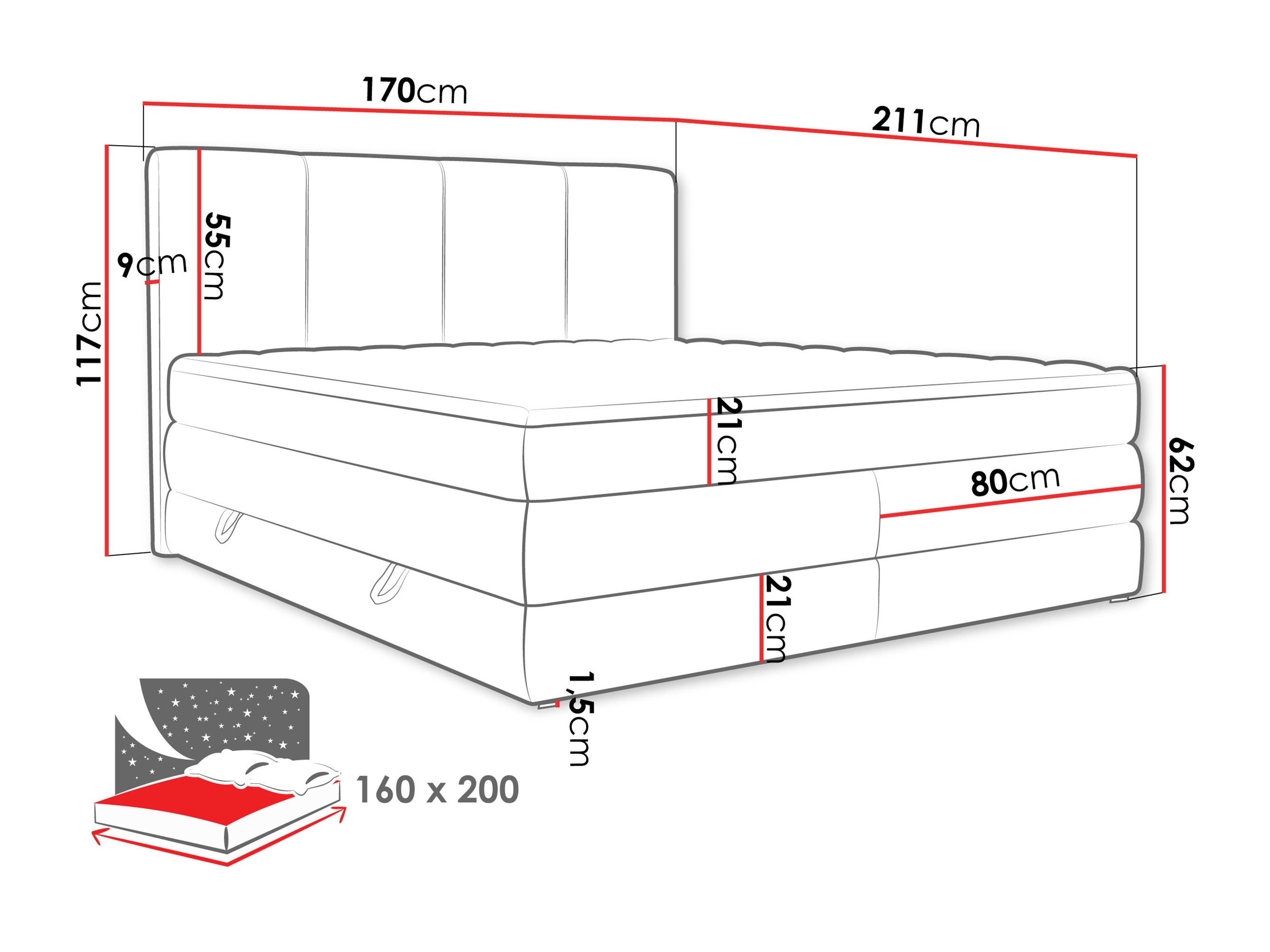 Letto continentale ComfiDream Caelion (Onega 03)