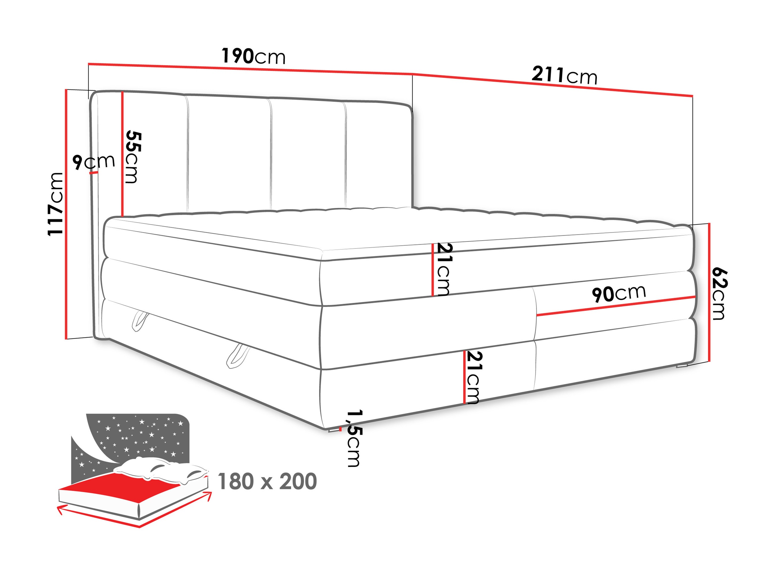 Letto continentale ComfiDream Caelion (Onega 03)