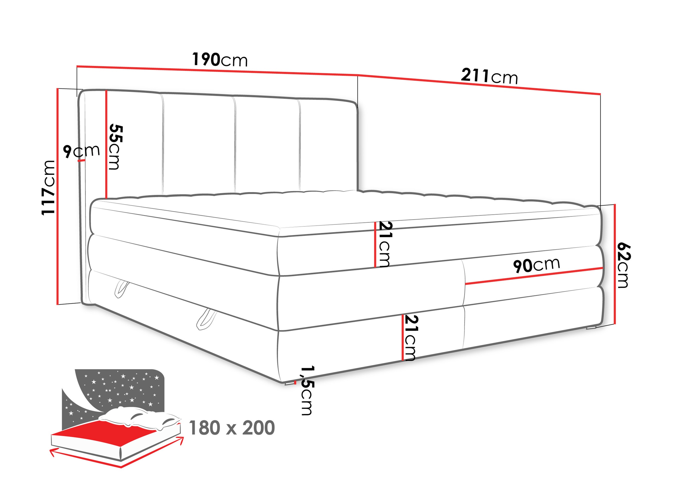 Letto continentale ComfiDream Caelion (Onega 07)