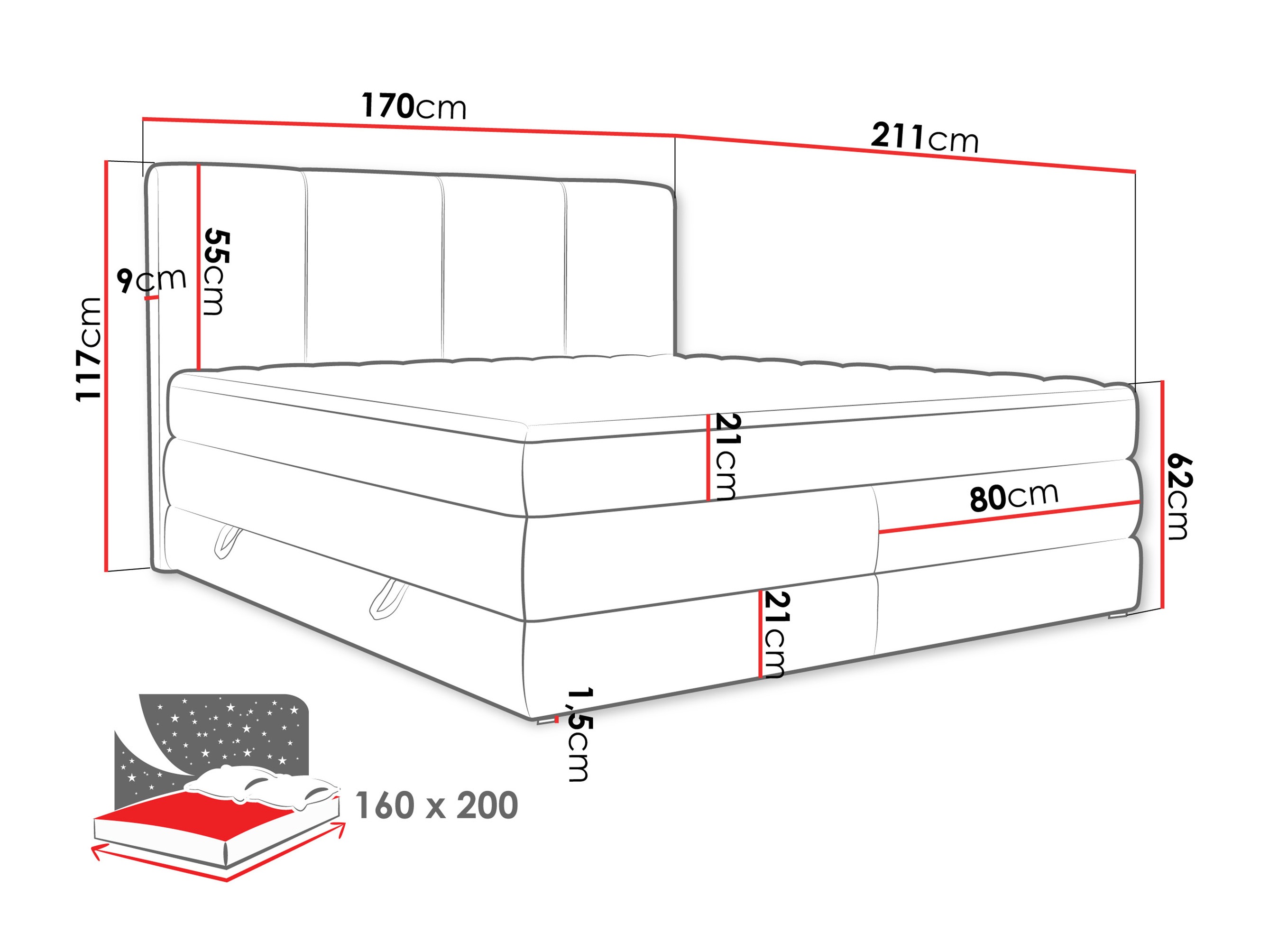 Letto continentale ComfiDream Caelion (Onega 11)