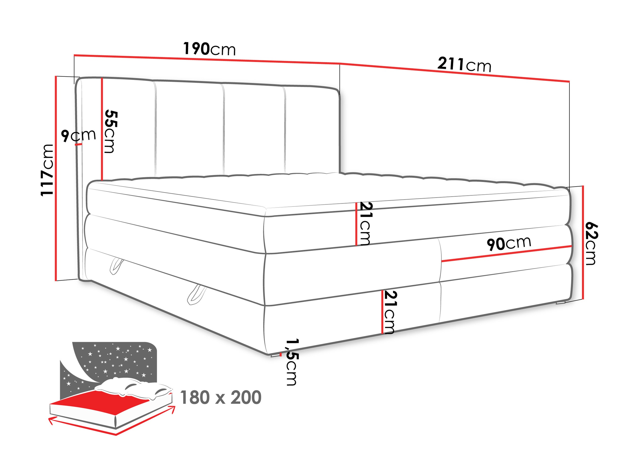 Letto continentale ComfiDream Caelion (Onega 14)