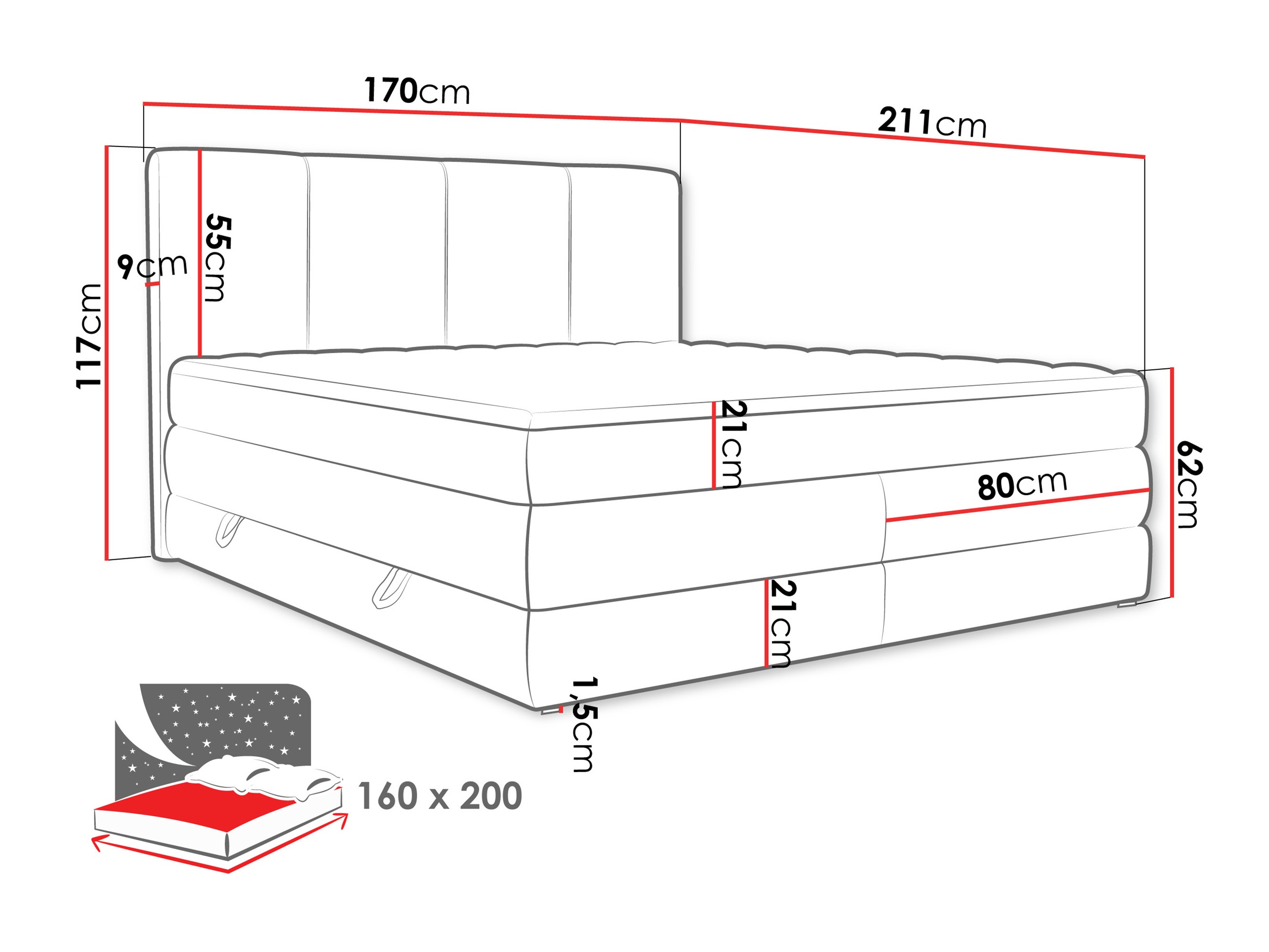 Letto continentale ComfiDream Caelion (Onega 18)
